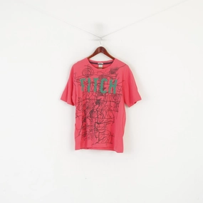 Abercrombie & Fitch Men XL T- Shirt Pink Cotton Graphic Vintage Tee Muscle Top High-Quality Cotton Ruffled edges