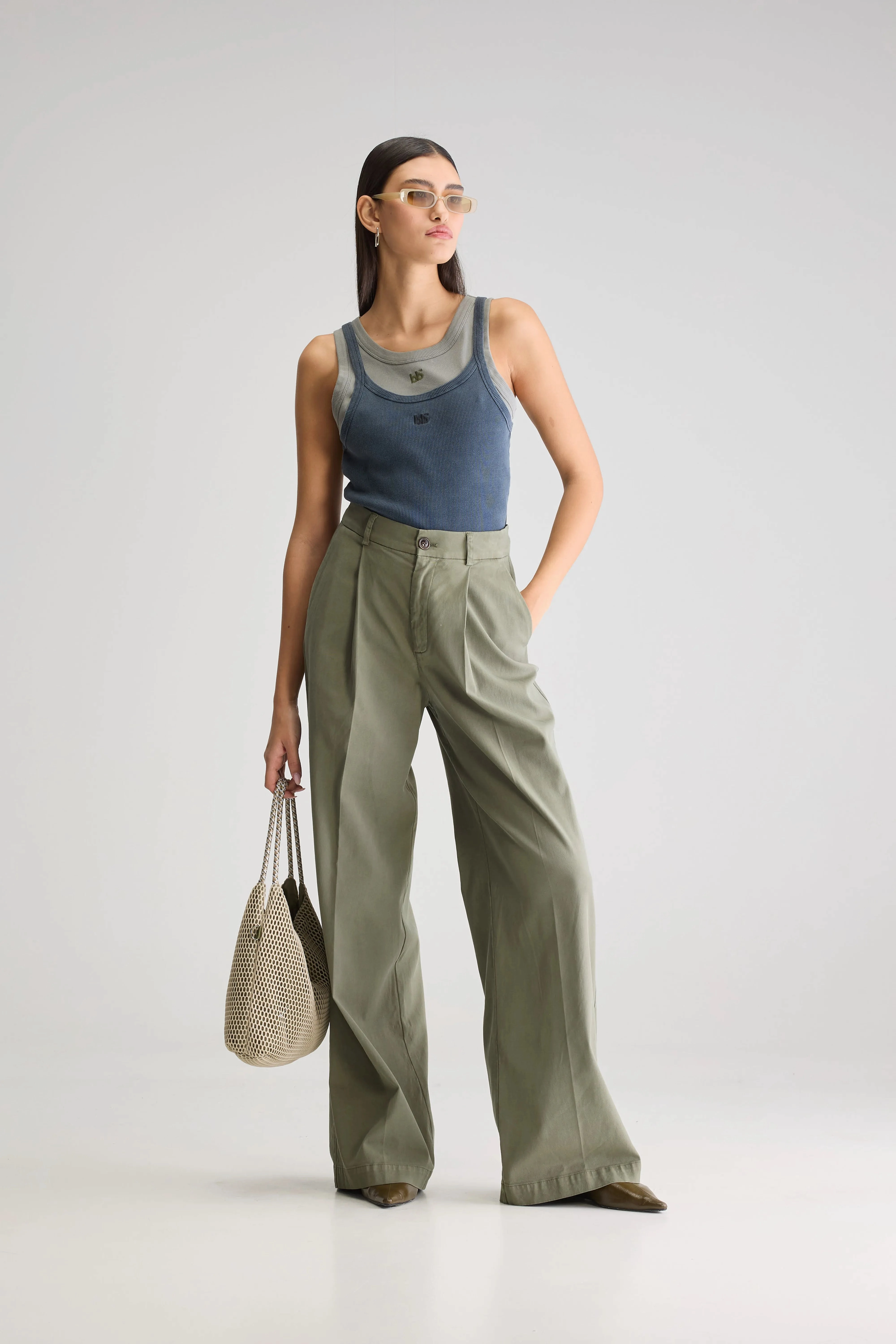 Viktor formal trousers (251 / W / DUSTY OLIVE) soft fit Urban Style