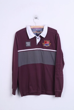 MultiPly Fabric cotton material KANGOL Mens L Polo Shirt Long Sleeve Cotton Maroon Sport
