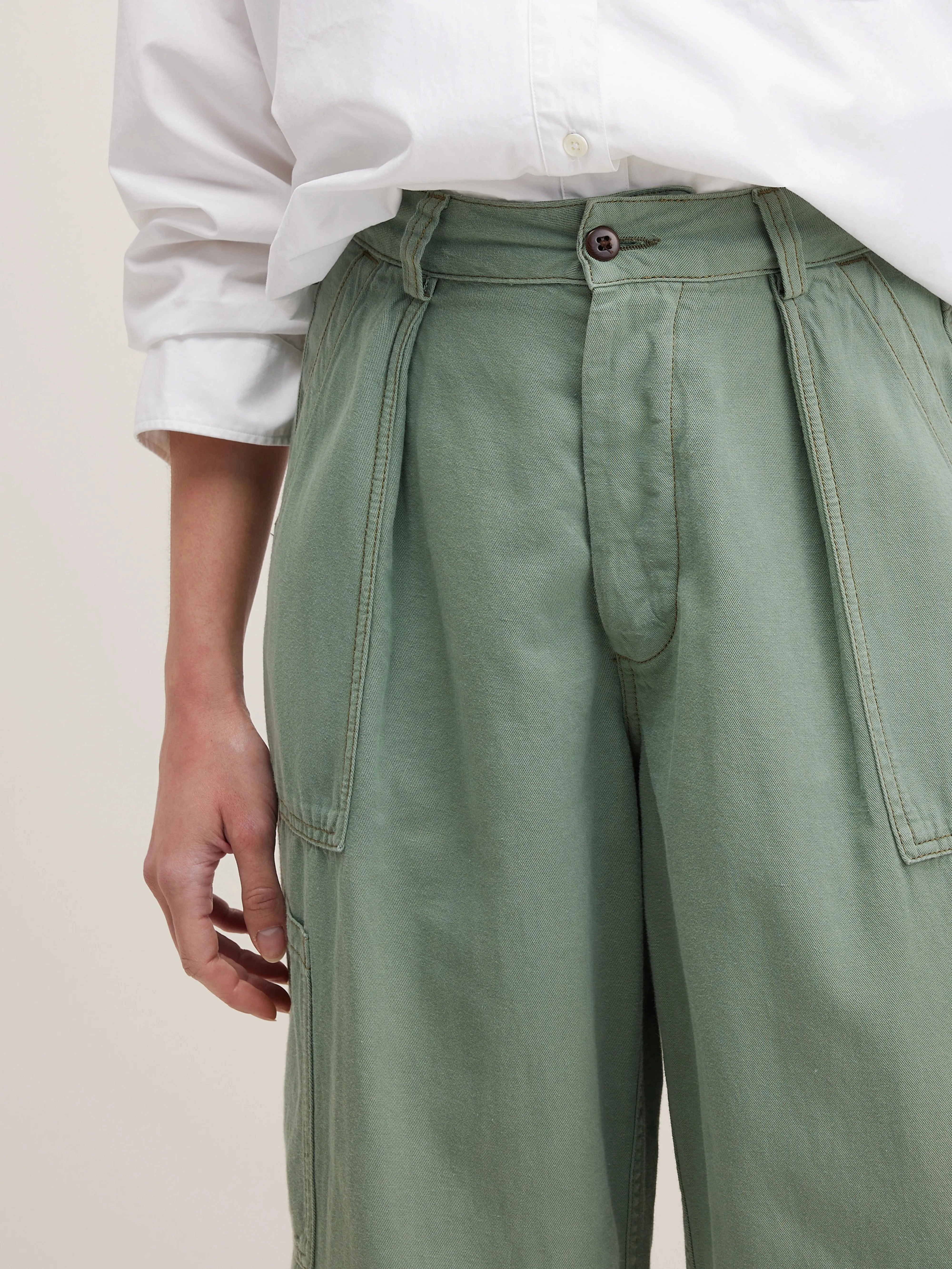 Pepin cargo trousers (242 / W / EUCALYPTUS) Trendy Vibe Bold Waistband