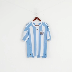 Adidas AFA Men M Shirt White Blue Striped Argentina Football Soccer Trikot Vintage Jersey Top Chic Fashion-Forward Fit