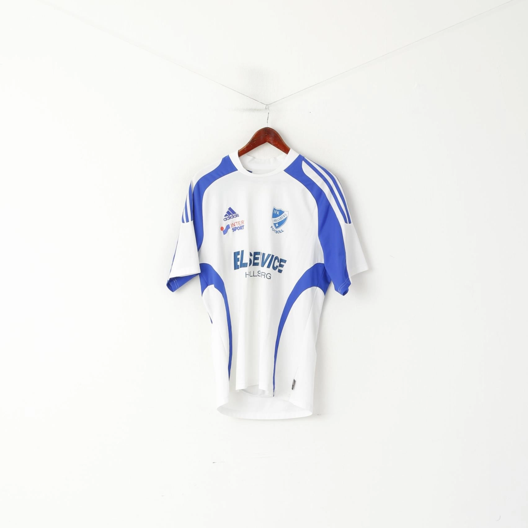 Adidas IFK Hallsberg Men L Shirt White Vintage Football Sportswear Jersey Top Effortless Style Travel Style Trend
