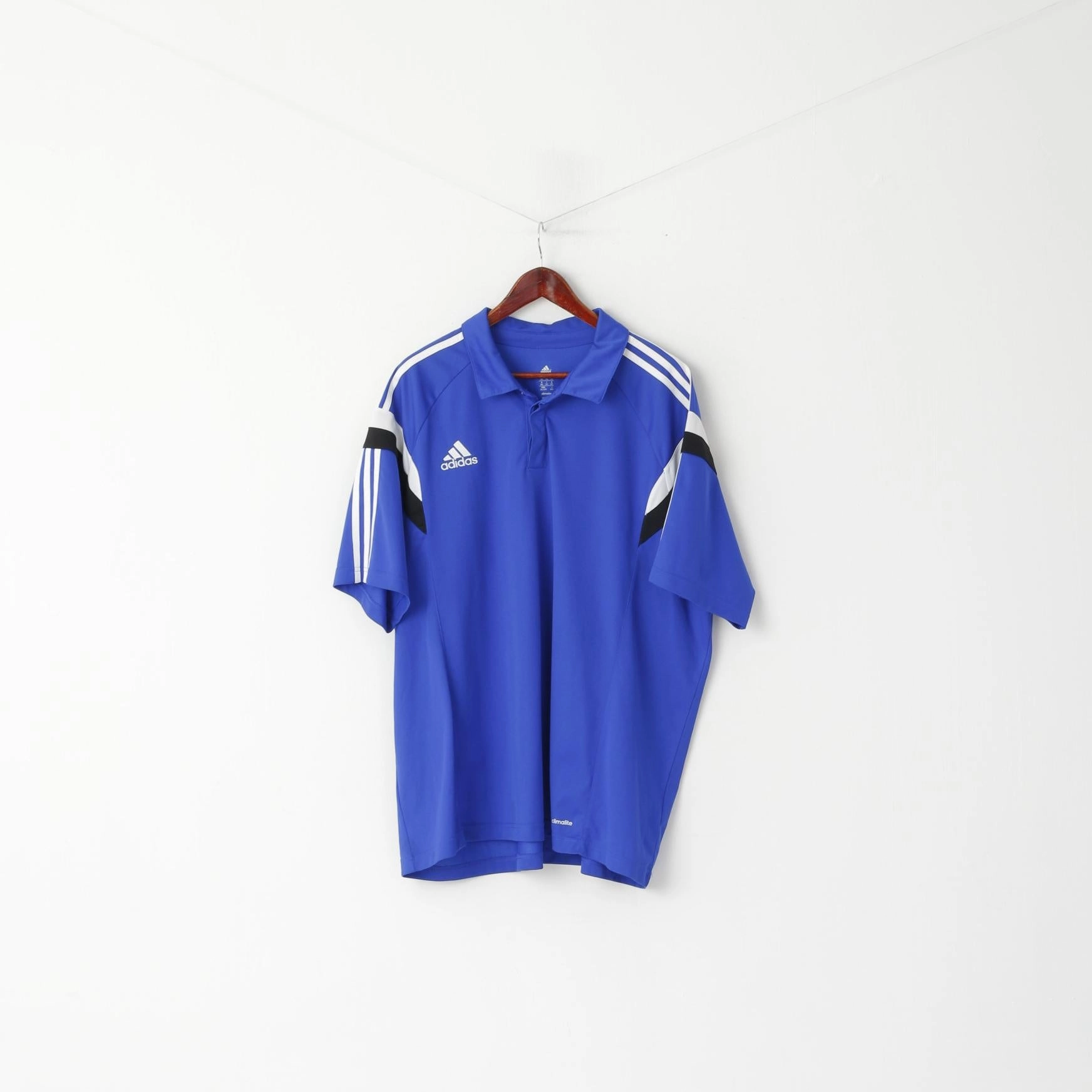 Adidas Men 3XL Polo Shirt Blue Climalite Football Activewear Short Sleeve Top Trendy Comfort Wear Active Style