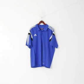 Adidas Men 3XL Polo Shirt Blue Climalite Football Activewear Short Sleeve Top Trendy Comfort Wear Active Style