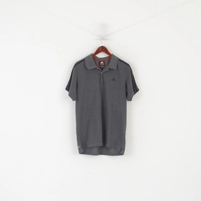 Midweight Knit Adidas Men L Polo Shirt Gray Cotton Climalite Sportswear Classic Performance Top