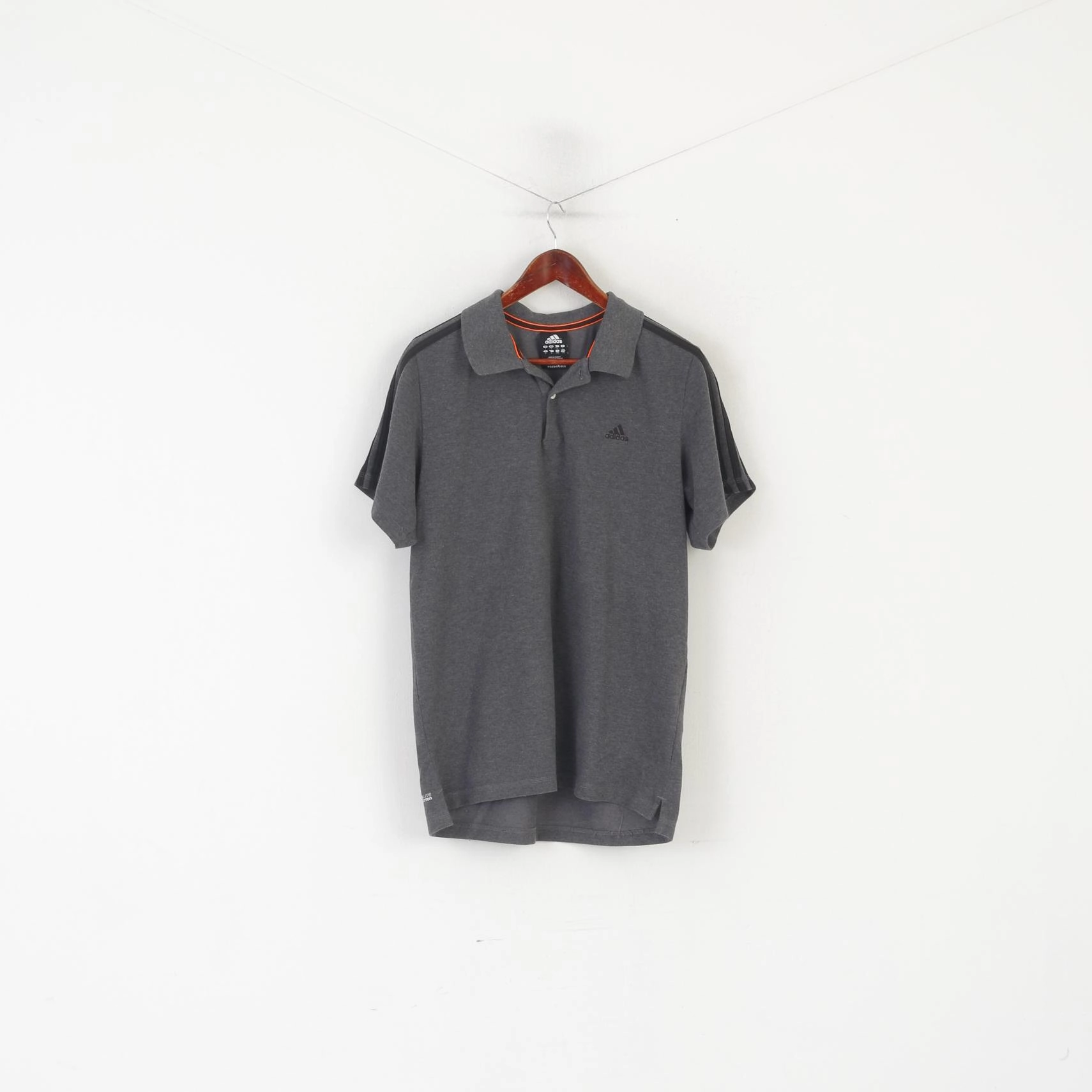 Midweight Knit Adidas Men L Polo Shirt Gray Cotton Climalite Sportswear Classic Performance Top