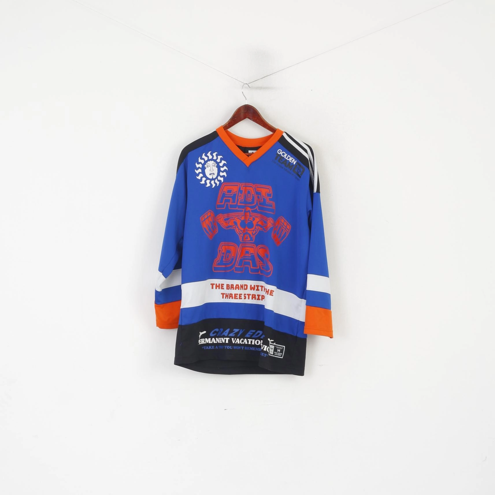 Effortless Look Adidas Men M Long Sleeved Shirt Blue Sample Weightlifting Skateboarding Jersey Top