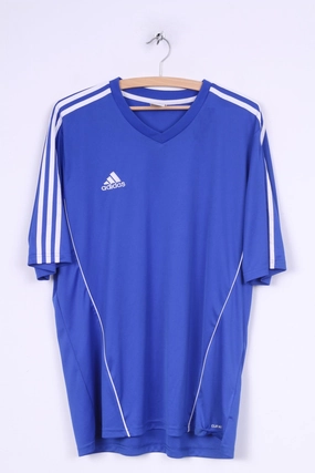 Adidas Mens XL Jersey Blue Shirt Sport Trening Top Travel Style Trend