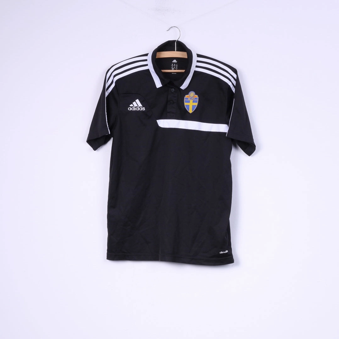 Cool Weather Wear Sleek Layer Adidas Svenska Fotbollf?rbundet Mens M Polo Shirt Sportswear Top Football Club Black