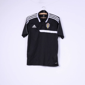 Cool Weather Wear Sleek Layer Adidas Svenska Fotbollf?rbundet Mens M Polo Shirt Sportswear Top Football Club Black