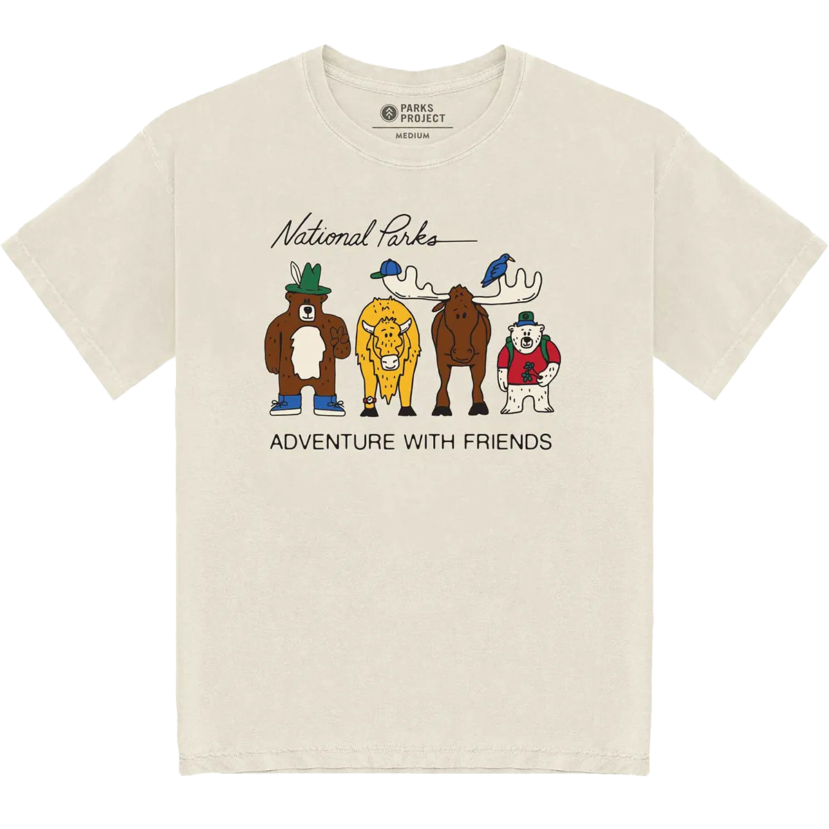 Relaxed Waist Lightweight Design Adventure With Friends Tee