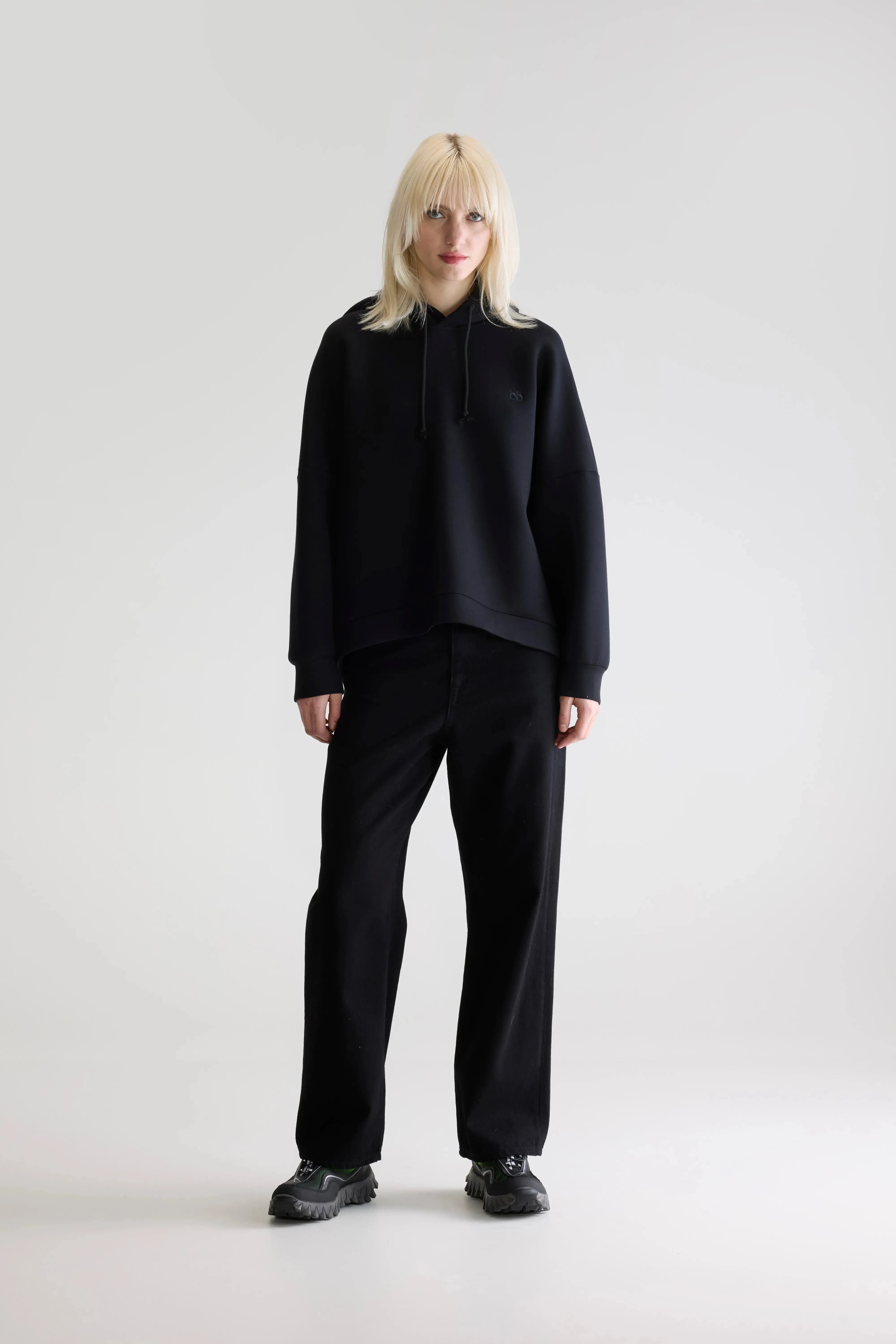 Moisture Wicking Lining Reinforced Hemline Tood hoodie (252 / W / BLACK)