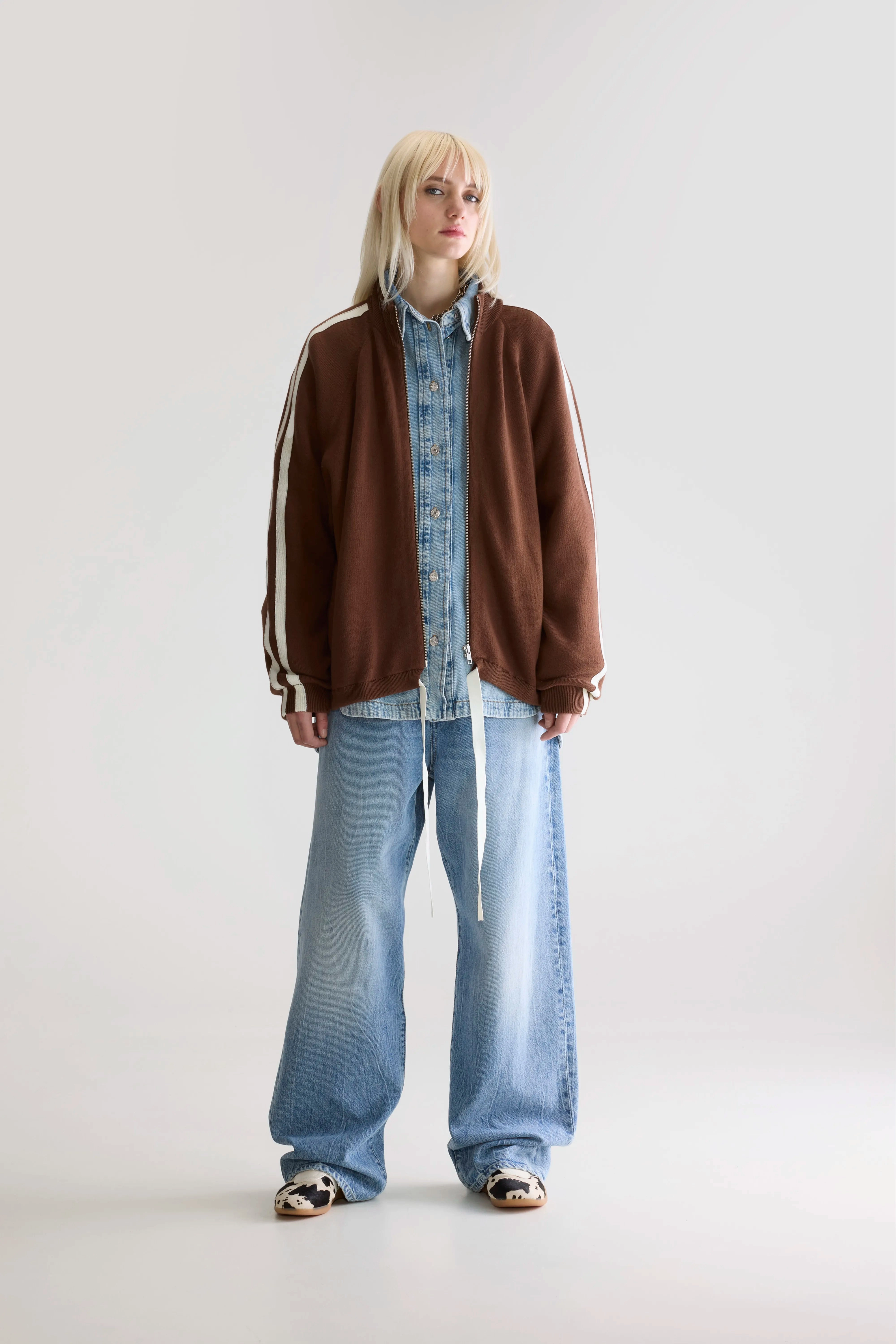 FrictionResistant Sleeves Angik zip-up cardigan (252 / W / COFFEE)