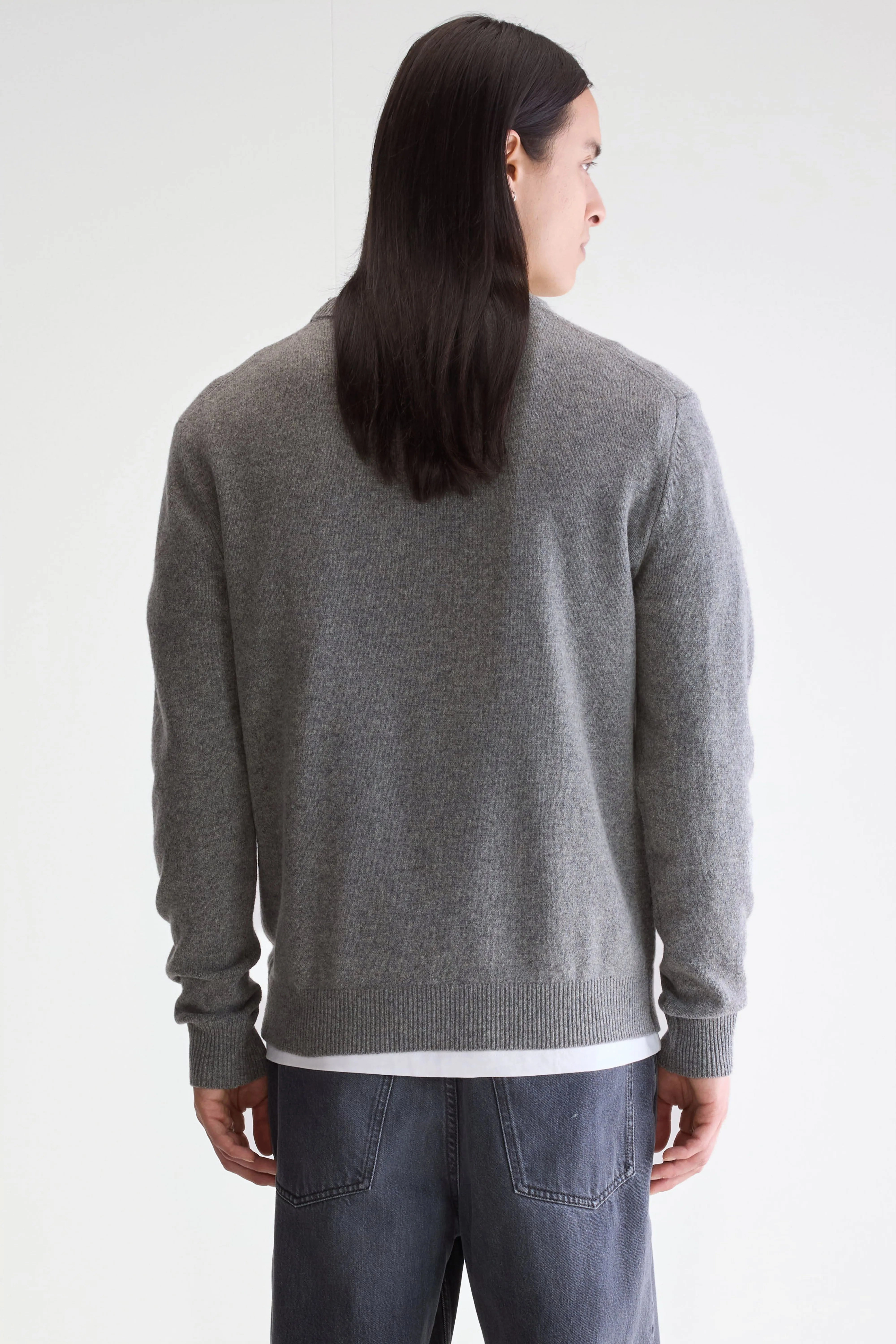 Donoon crewneck sweater (252 / M / MID GREY) Day To Night DoubleLayered Collar