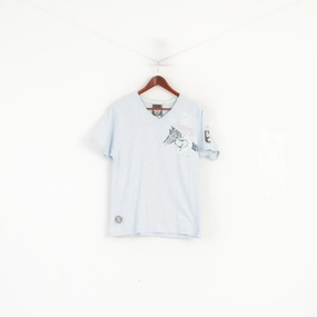 AirForce Men L (M) Shirt Blue Cotton V Neck 10 Anniversary Freedom Top Cozy Feeling