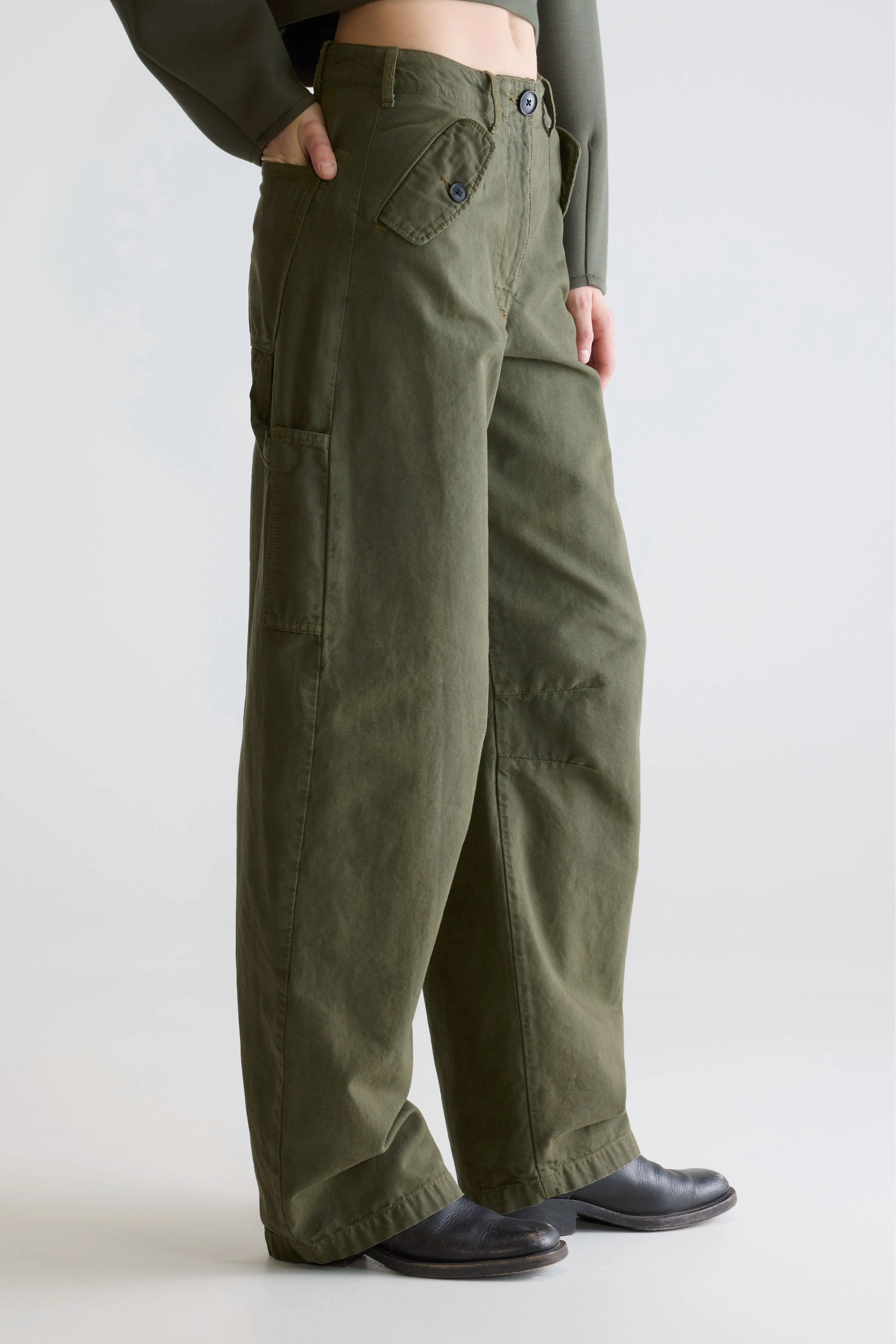 Piazza relaxed trousers (252 / W / OLIVE) RecycledPolyester