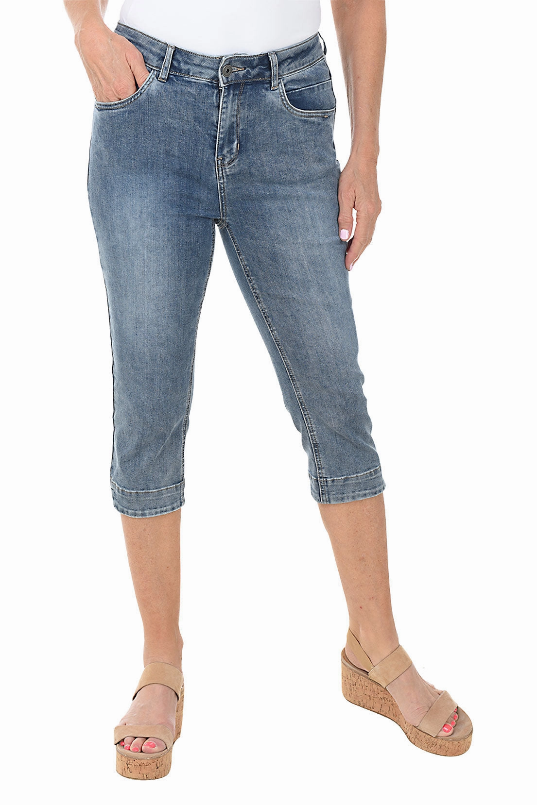 Tulip Hem Denim Clamdigger Pant Core Fit Packable design