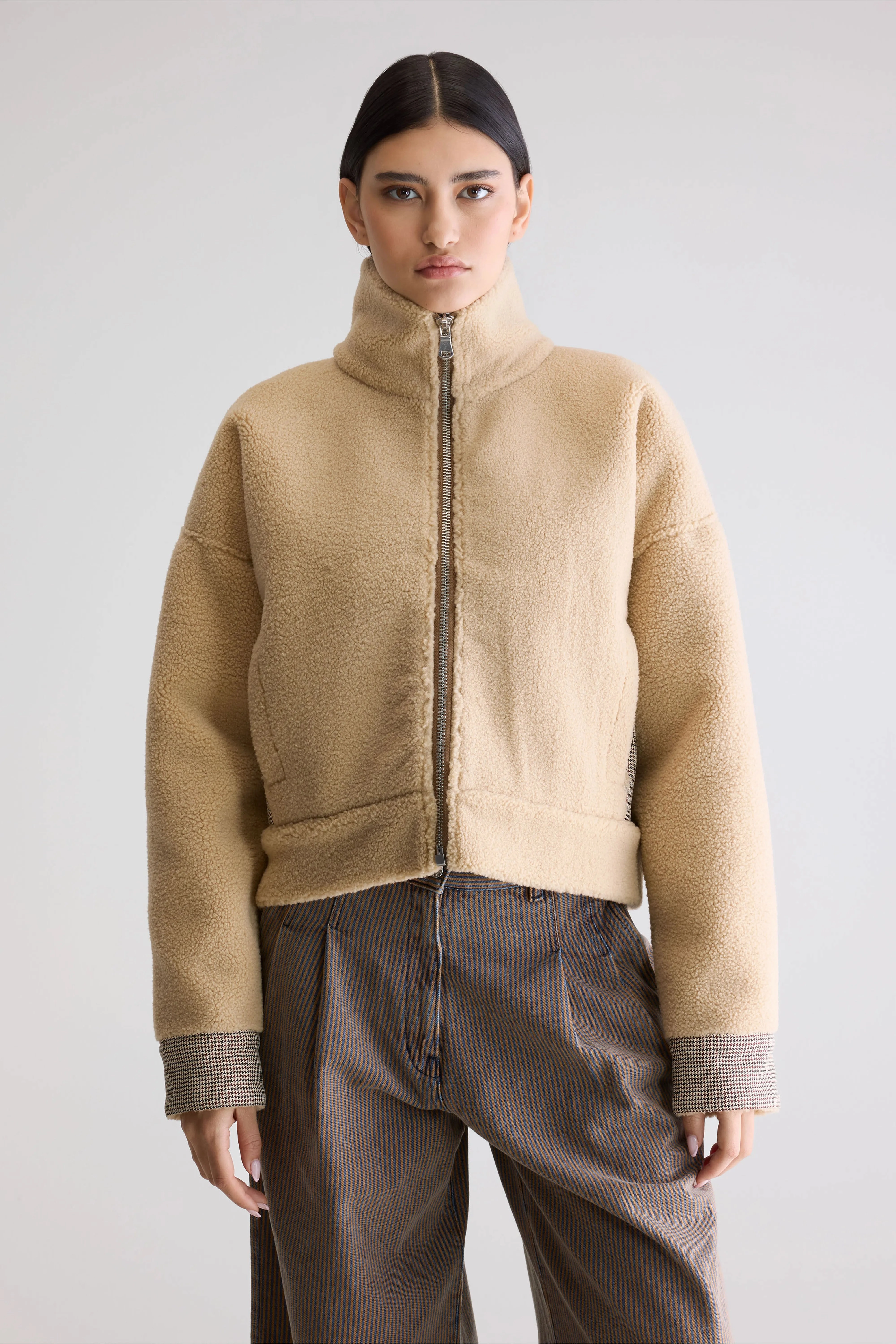 Alesha Teddy Jacket (252 / W / MACADAMIA) Simple Look Detachable Layers