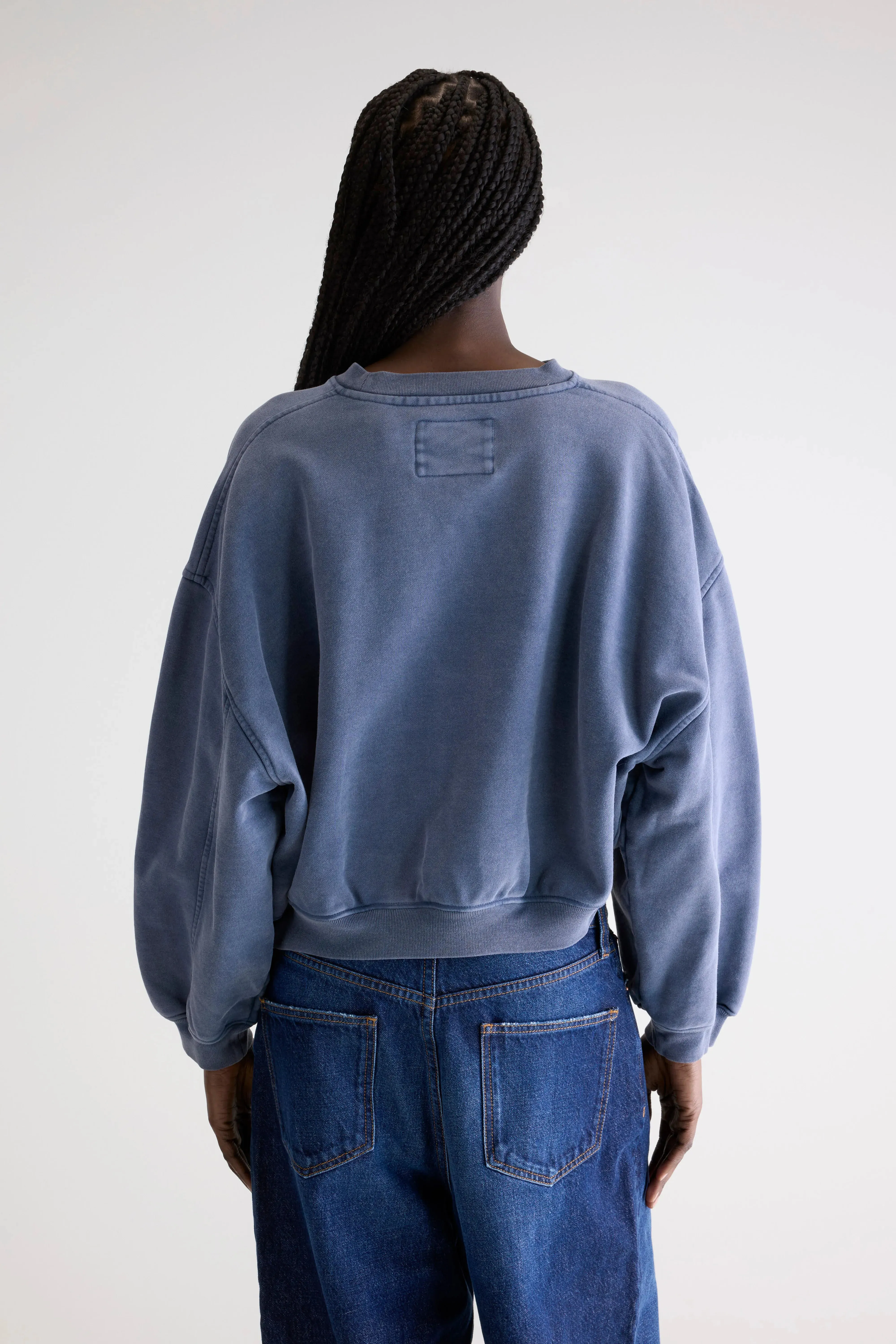 Fancy cropped crewneck sweatshirt (252 / W / BLUES) Flexible Layer