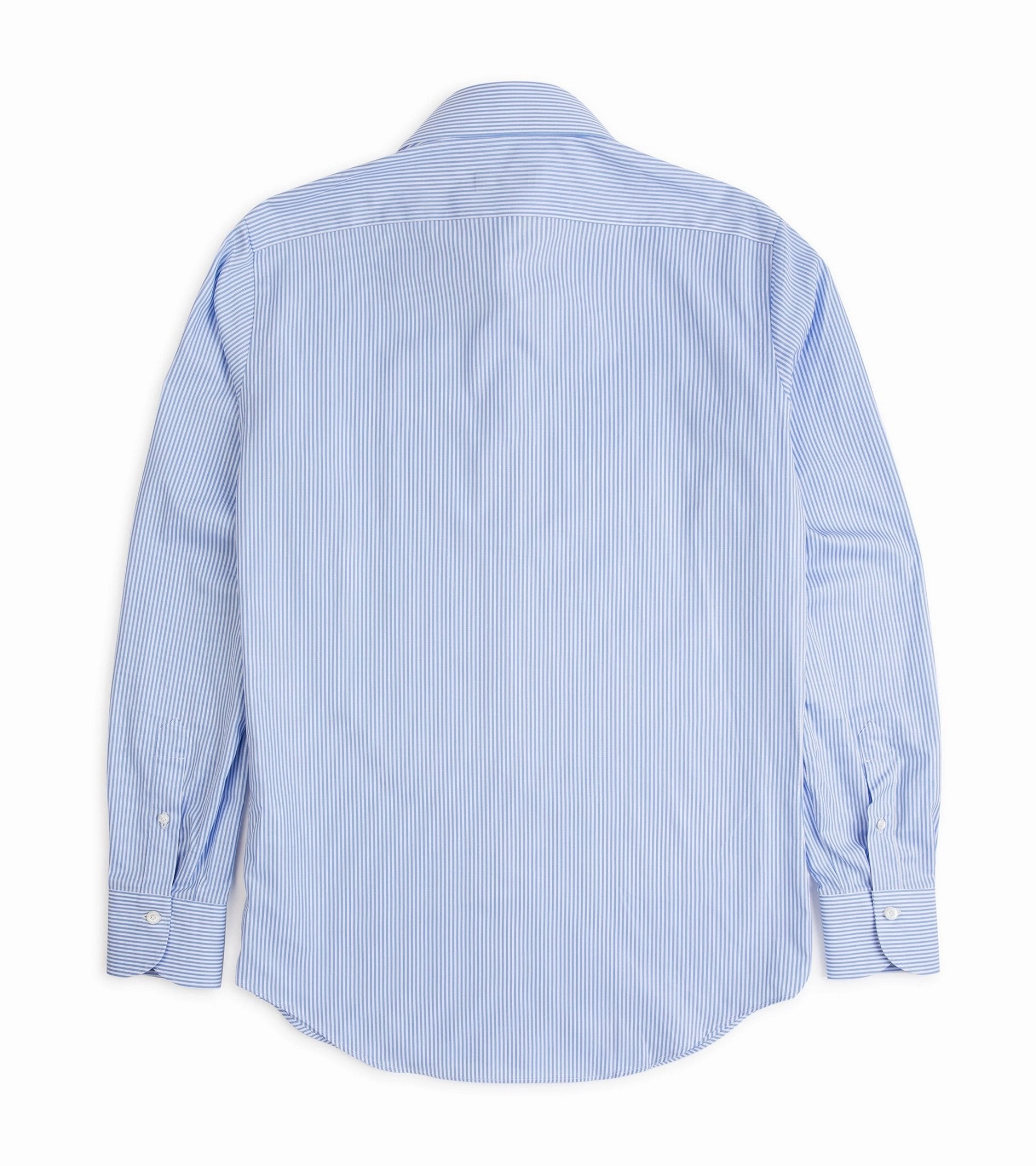 Cultural Inspired Finamore Milano Eduardo 120 Double Twist Cotton Formal Shirt: Blue Stripe