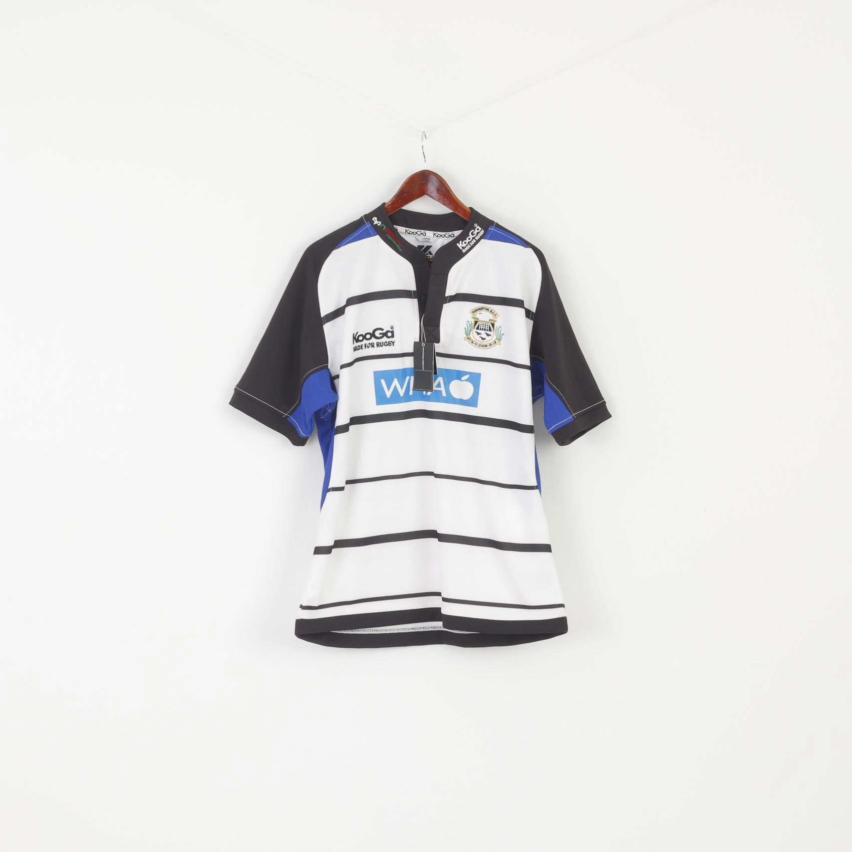 New Kooga Rugby L Shirt White Gowerton RFC Performance Match Jersey Top Casual Wearable OekoTexCertified