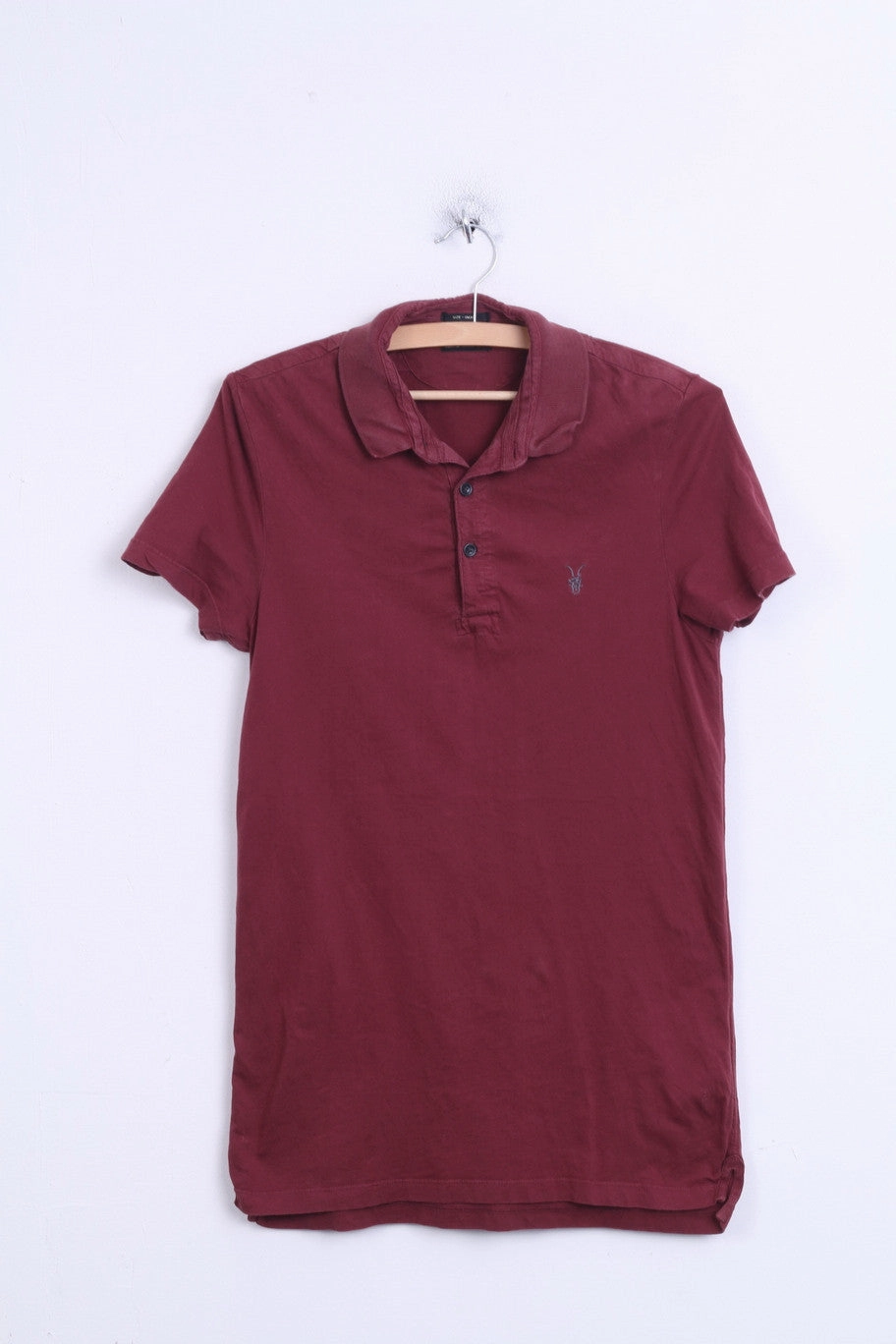 Chic Style Trend All Saints Spitalfields Mens S Polo Shirt Maroon Top Cotton