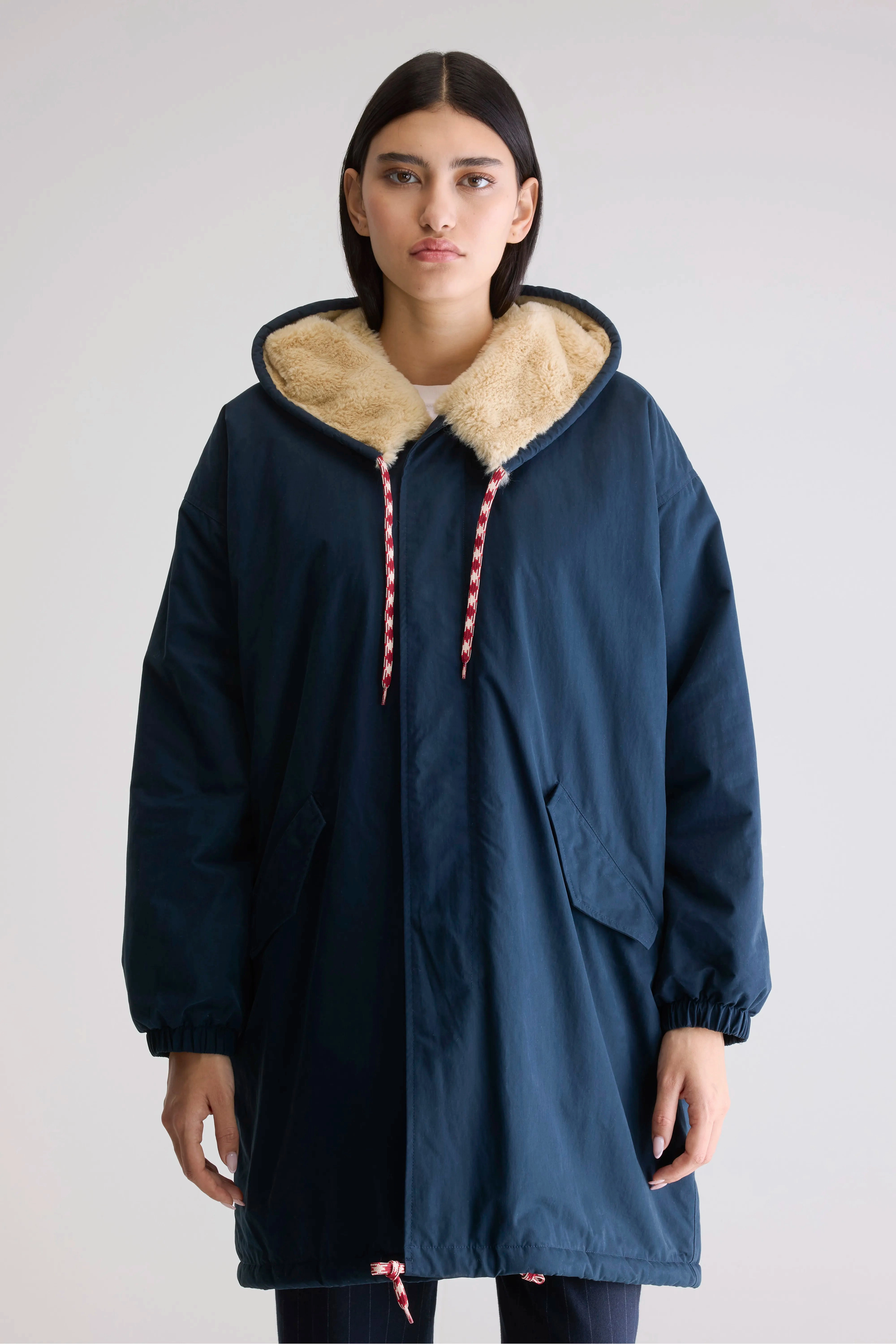 Durable Double Stitching Kangaroo Pocket Laos hooded parka (242 / W / AMERICA)
