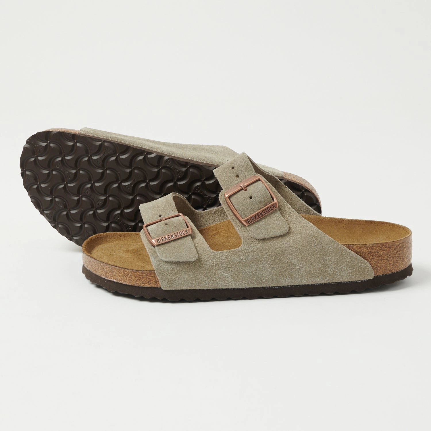 Birkenstock Arizona Suede Leather Sandal - Taupe Closed back Flexible Sole Flexion