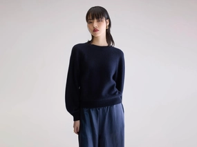 Ameka Crewneck Sweater (252 / W / NAVY) Loop Back Finish Modern Look