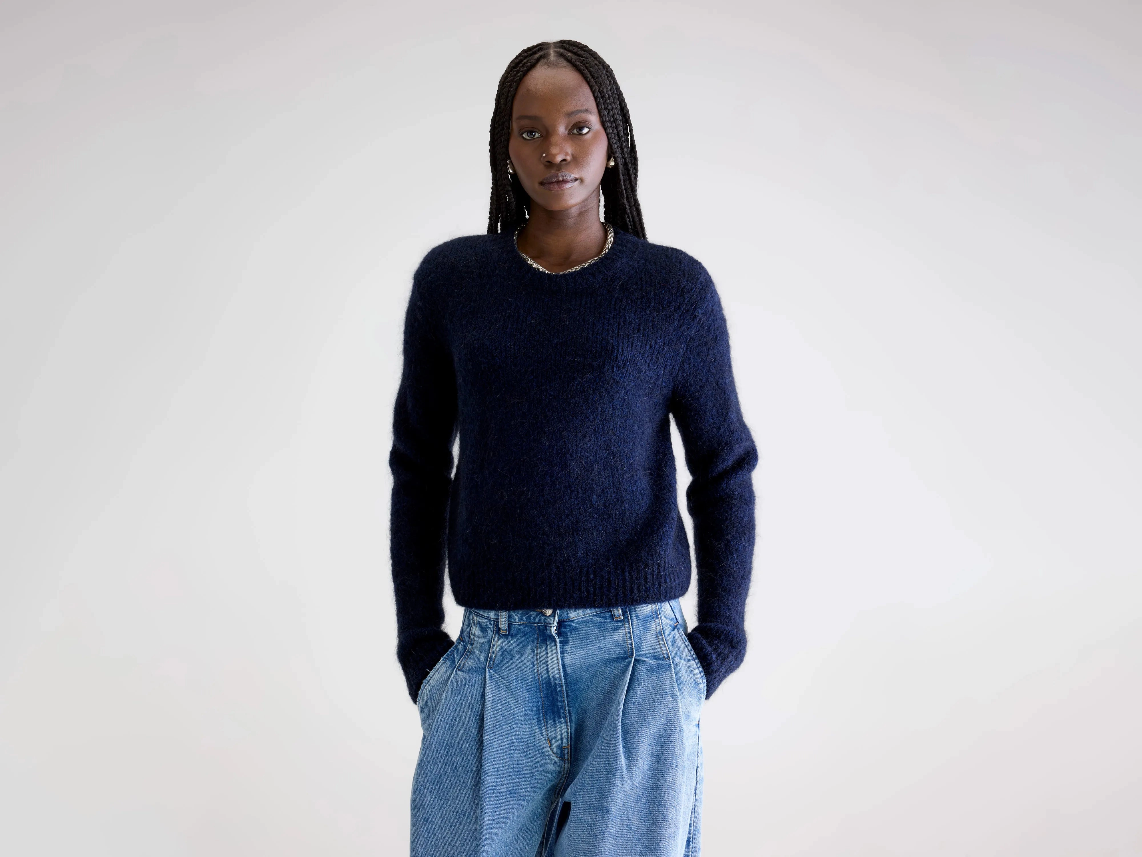 Anco crewneck sweater (252 / W / AMERICA) Sleek Surface Colorfast Dyed Knit