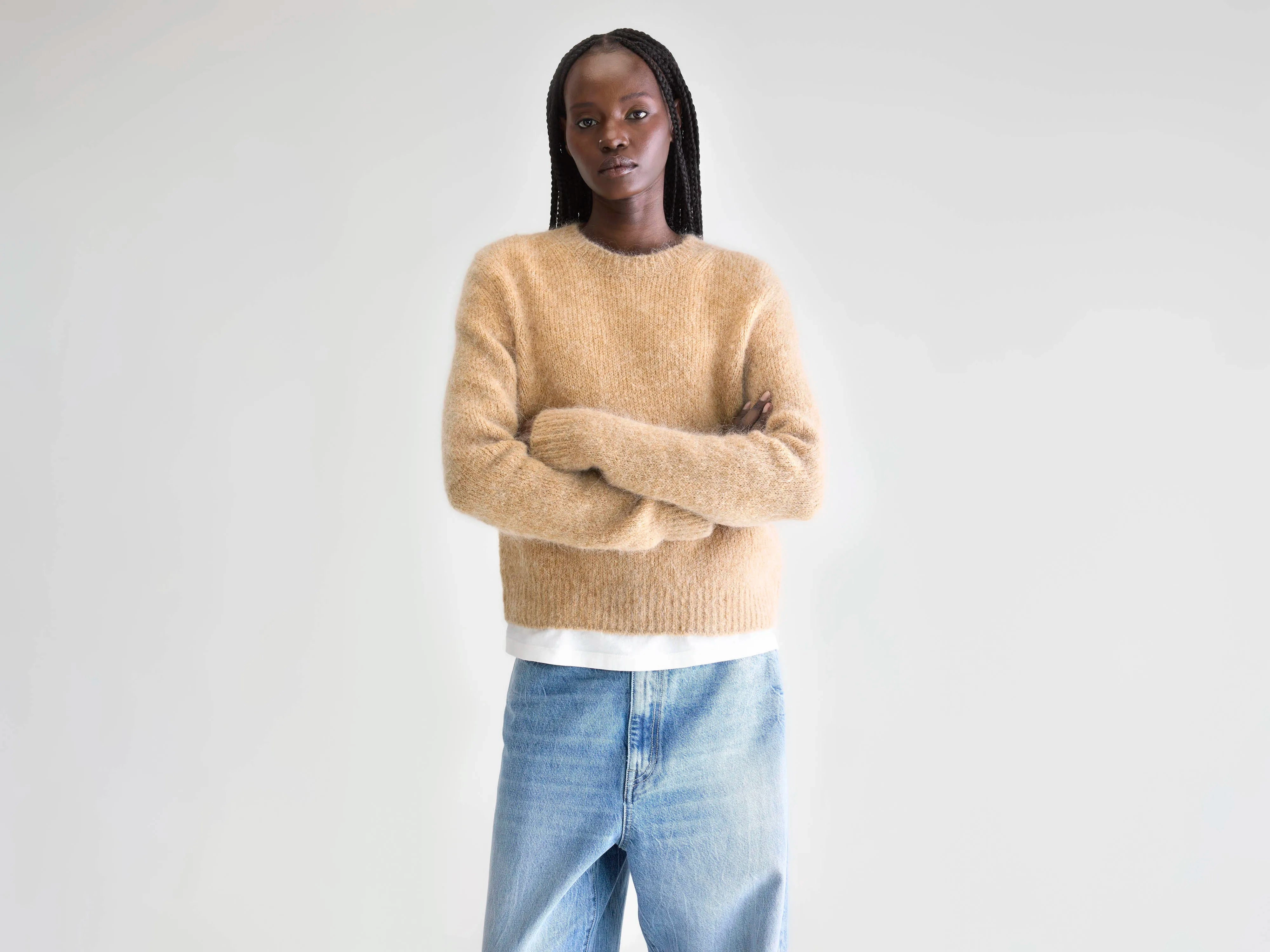 Anco crewneck sweater (252 / W / CAMEL) WrinkleResistant