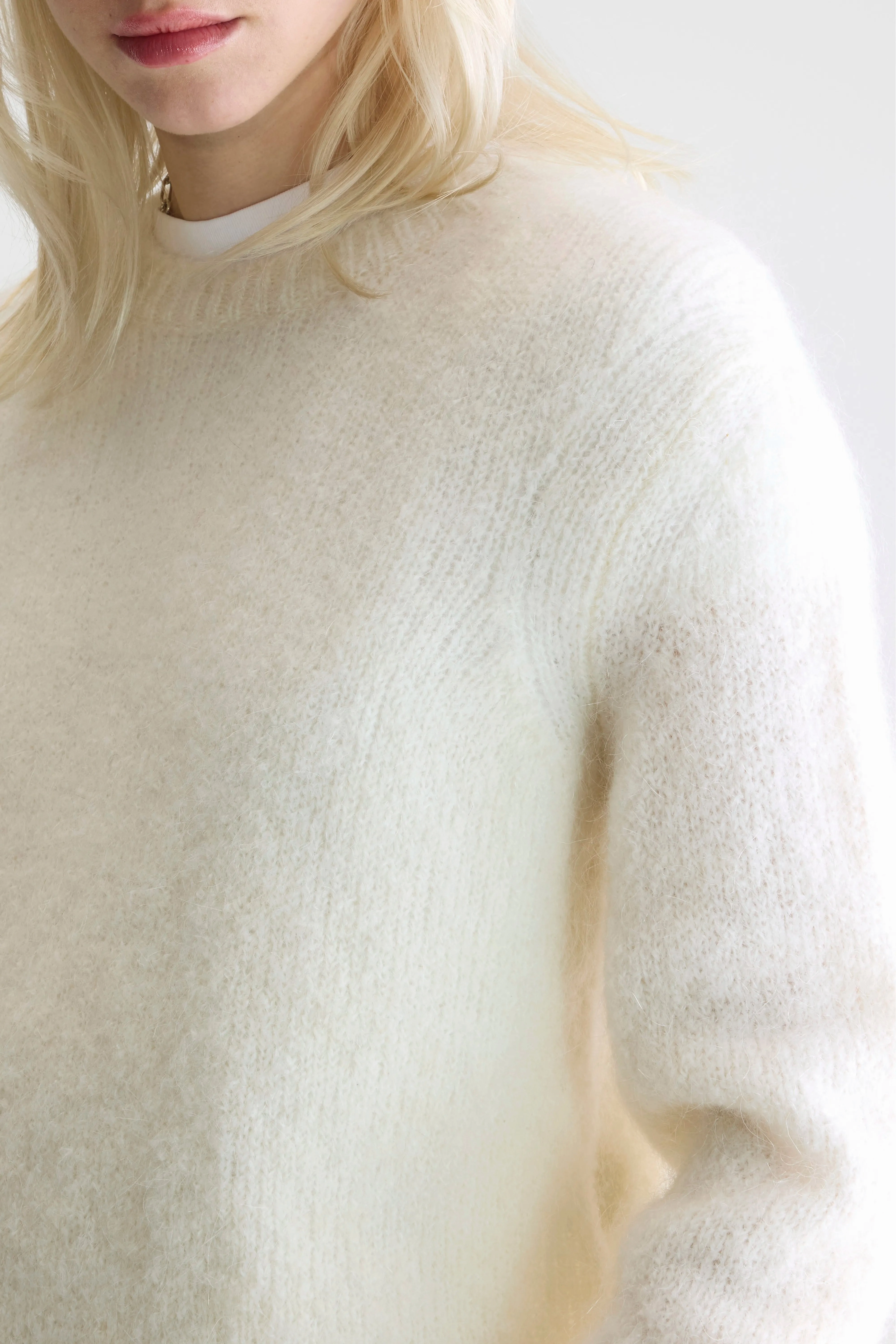 Anco crewneck sweater (252 / W / ECRU) Layered Knit Structure
