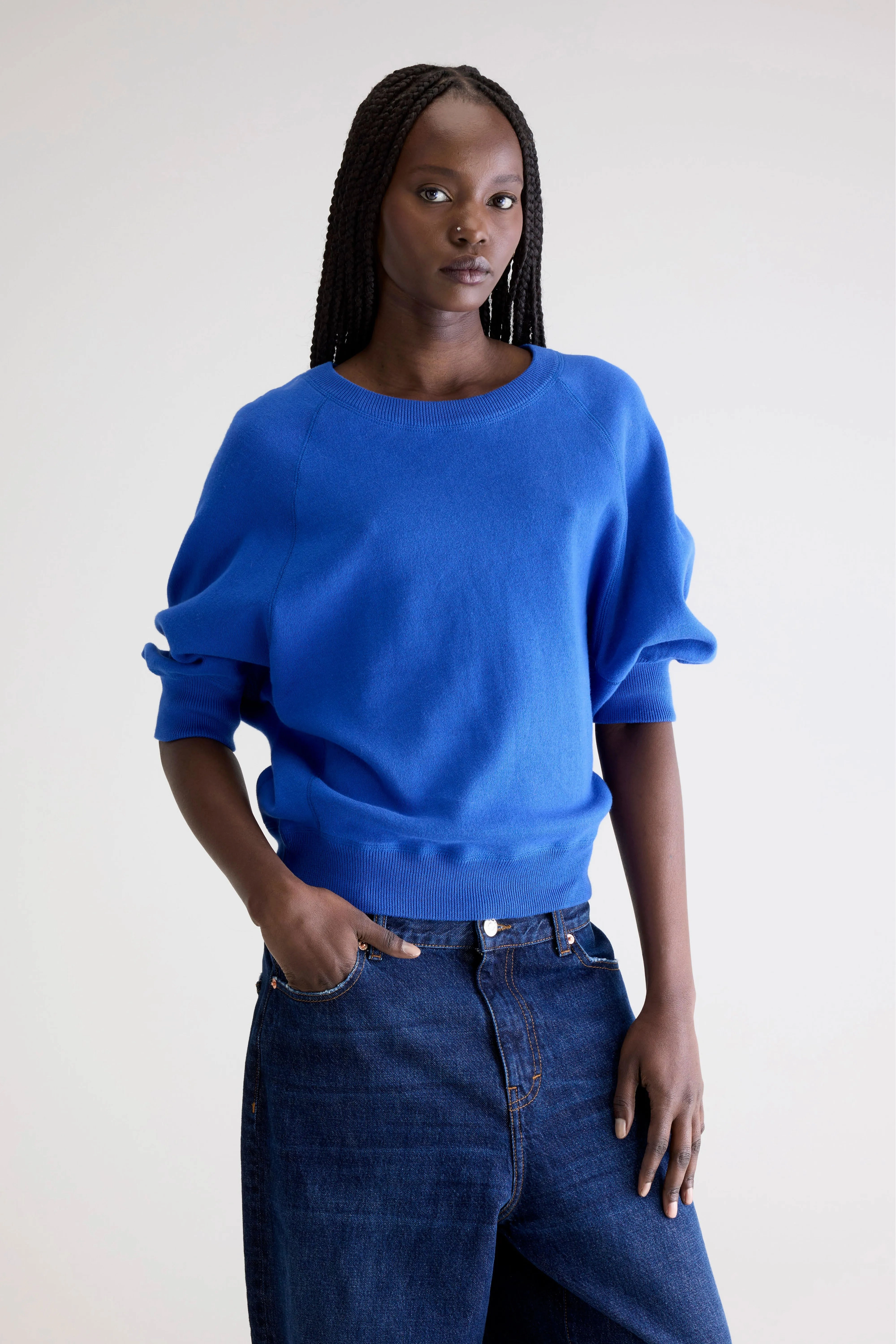 Lounge Outfit ZeroWaste Knitting Technique Anglet crewneck sweater (252 / W / LAZULI)