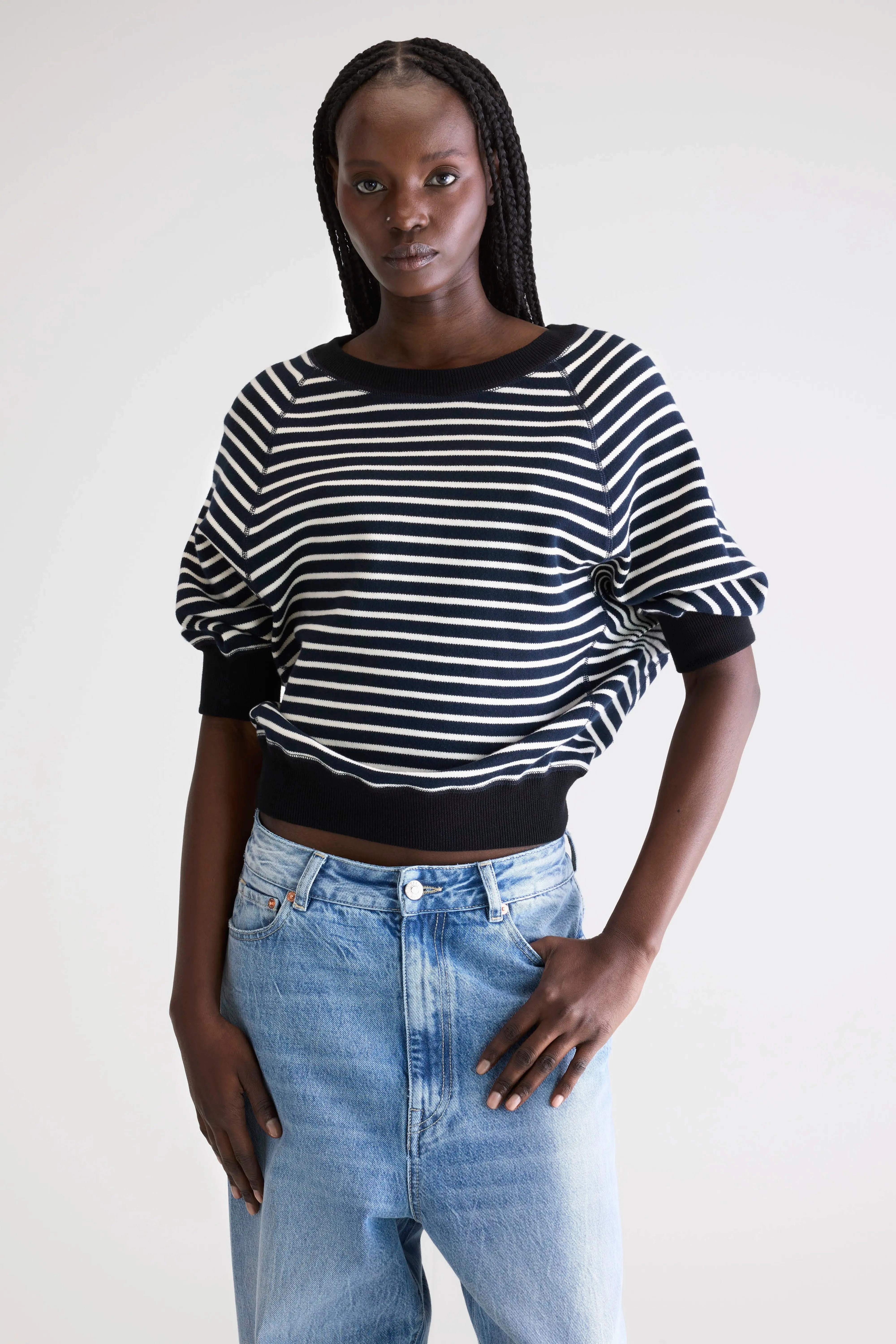 Anglet crewneck sweater (252 / W / STRIPE B) WaterRepellent Finish