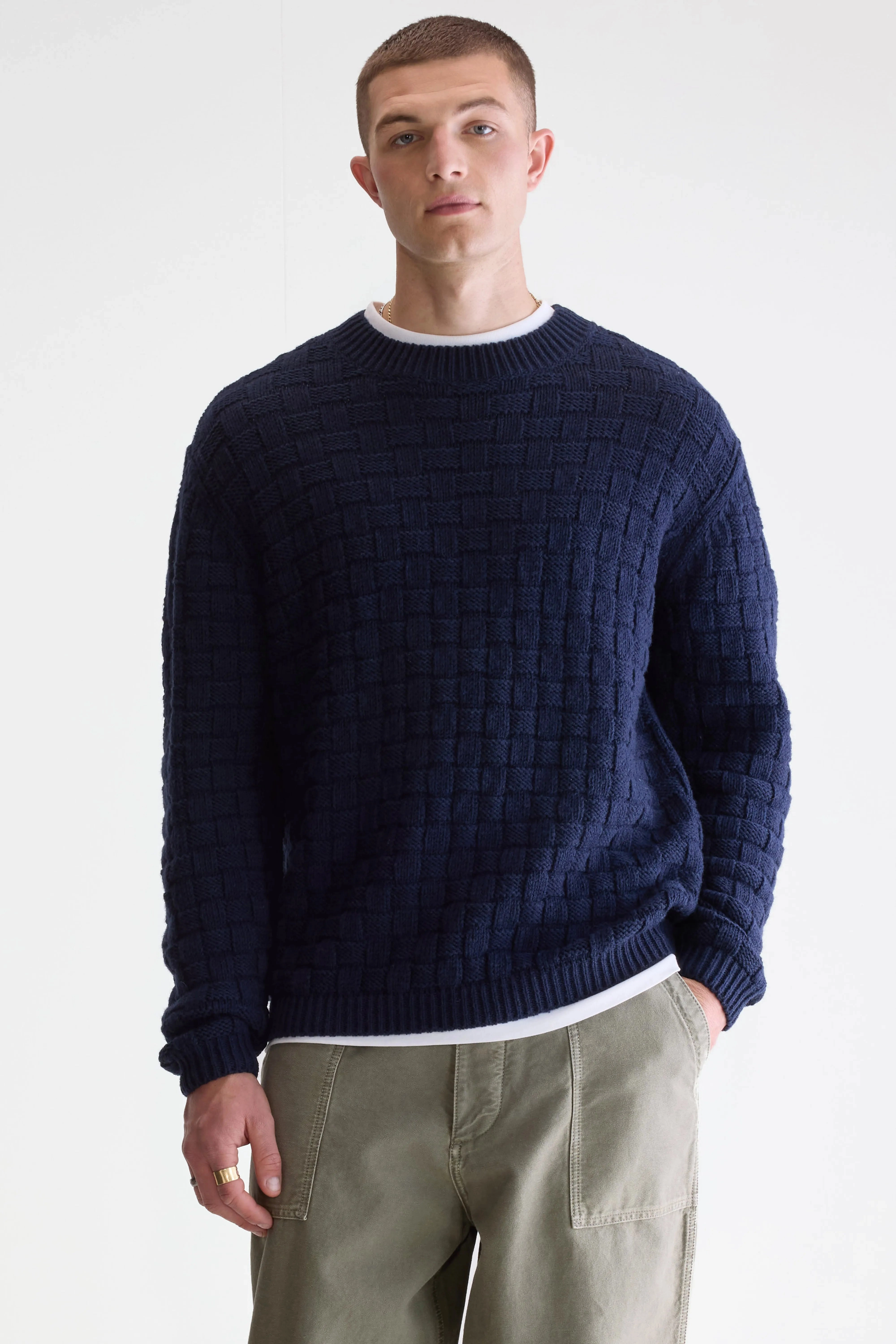 Aniom crewneck sweater (252 / M / REGAL BLUE) Anti Pilling Mood Booster