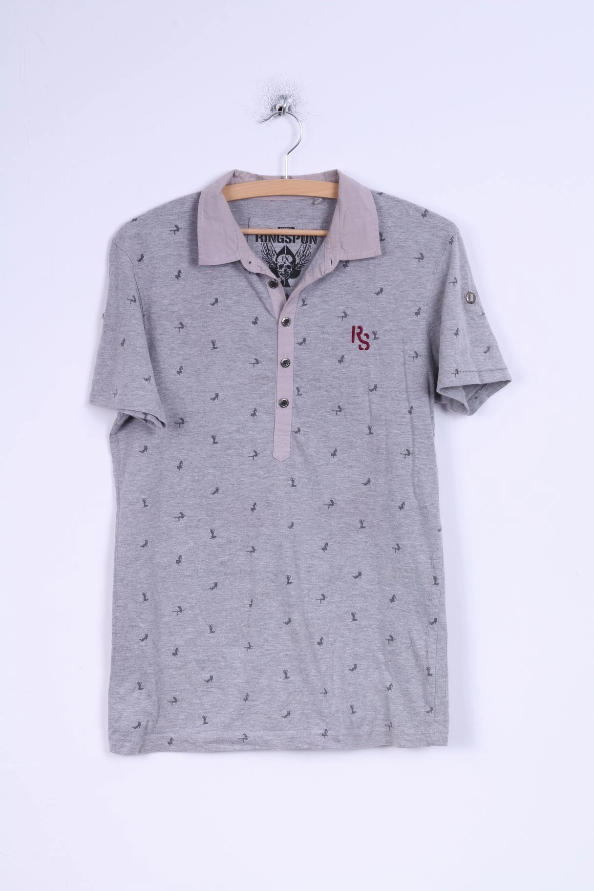 Smooth Neckline Reinforced Shoulder Seams Ringspun Mens S Polo Shirt Grey Cotton Ladies Detailed Buttons