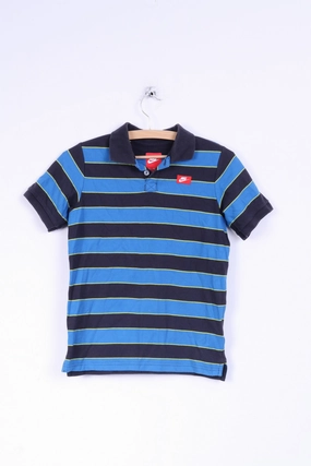 Casual Vibe Seasonal top Nike Mens M Polo Shirt Striped Blue Cotton Short Sleeve