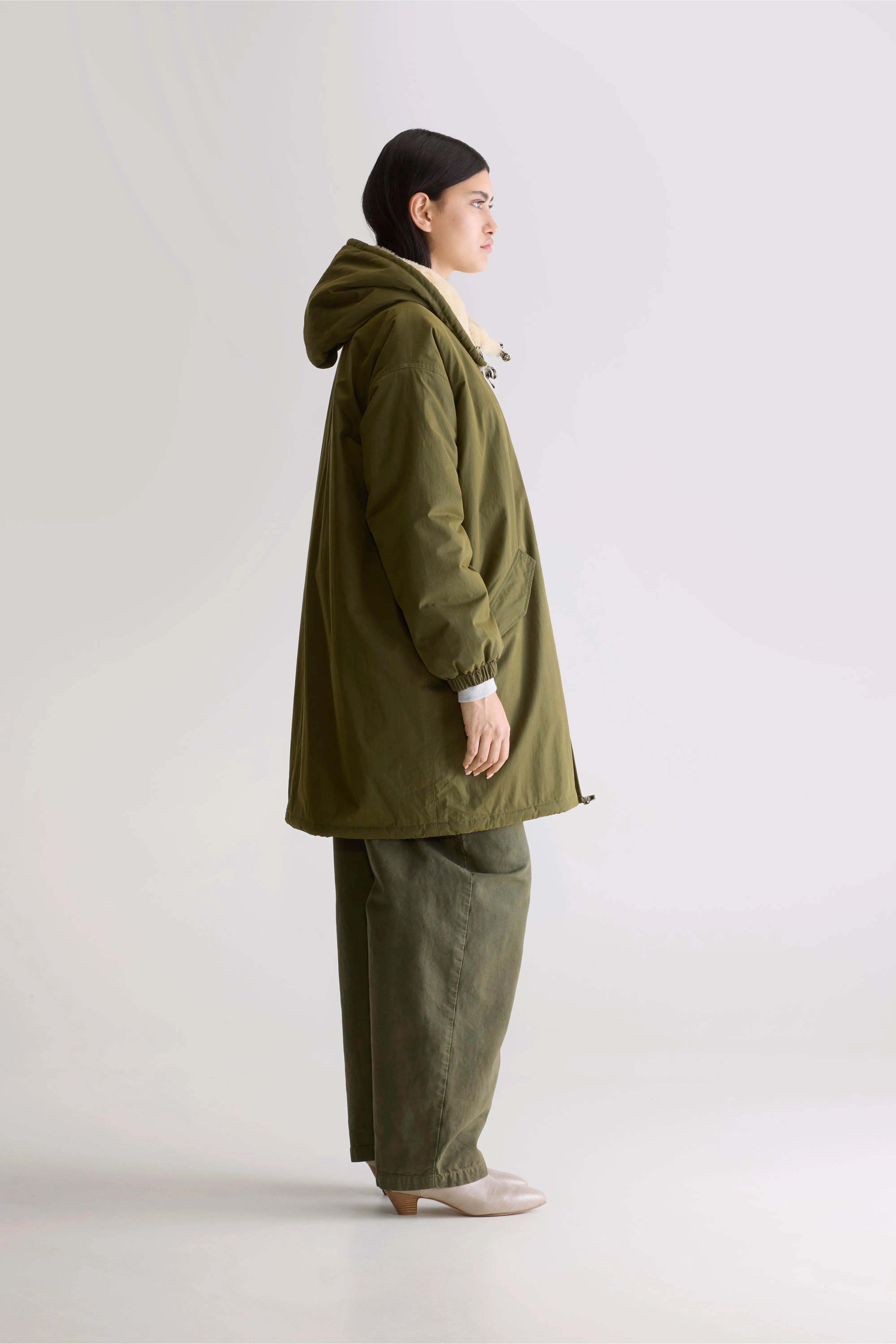 Relaxed Comfort AdjustableDrawcordHem Laos hooded parka (242 / W / OLIVE)