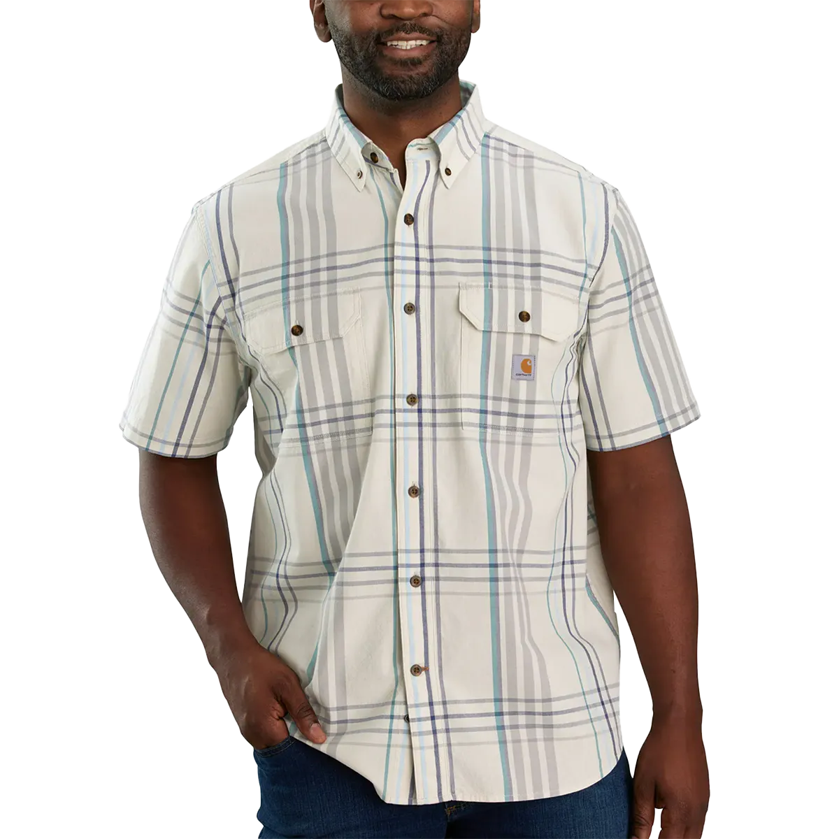 All-Purpose Wear Street Smart Look Men's Midweight Short Sleeve Plaid Shirt