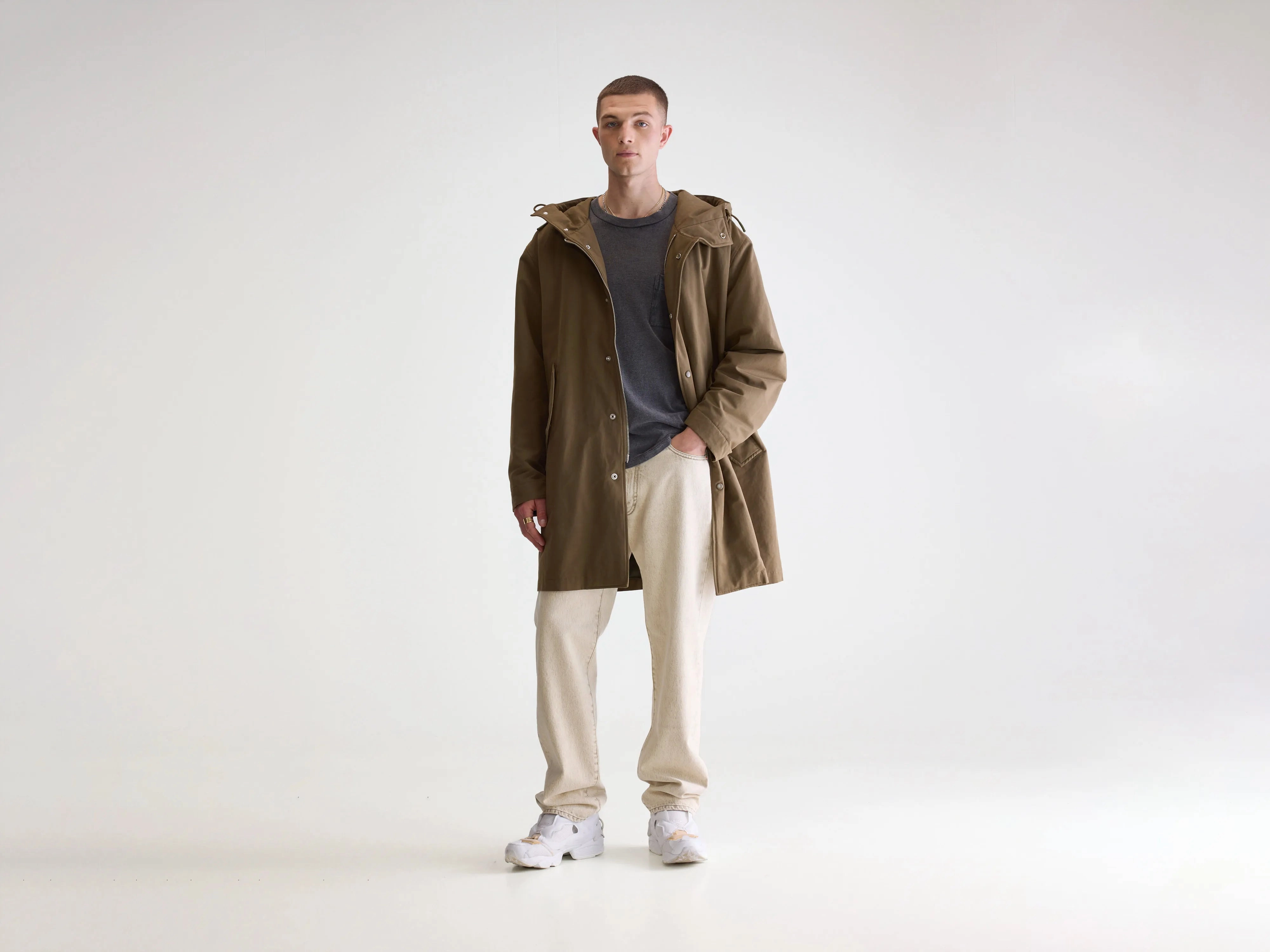 Hanson hooded parka (252 / M / OLIVE NIGHT) color block Modern Functional Design