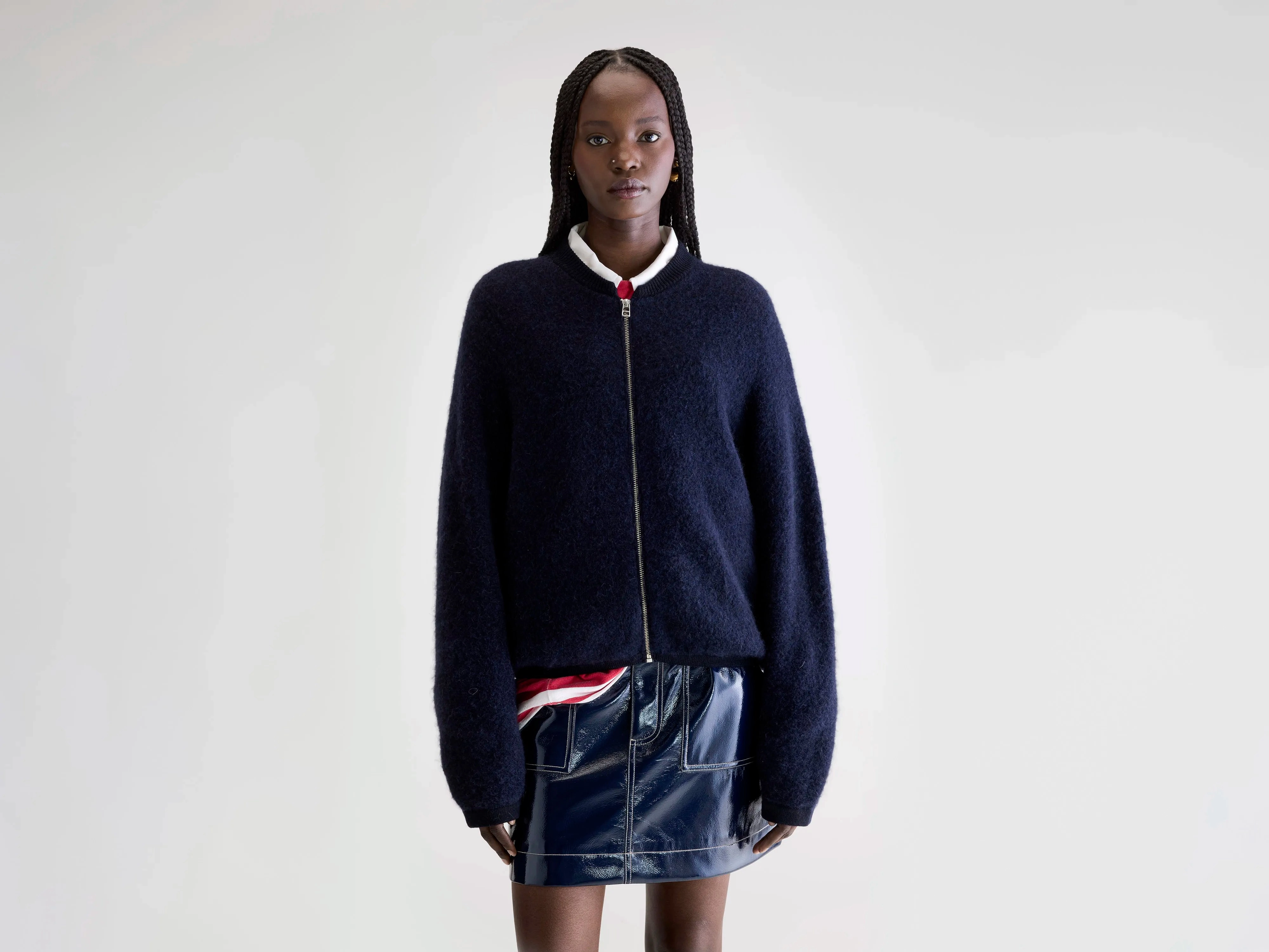 Street Ease High Thread Count Asedi zip-up cardigan (252 / W / NAVY)