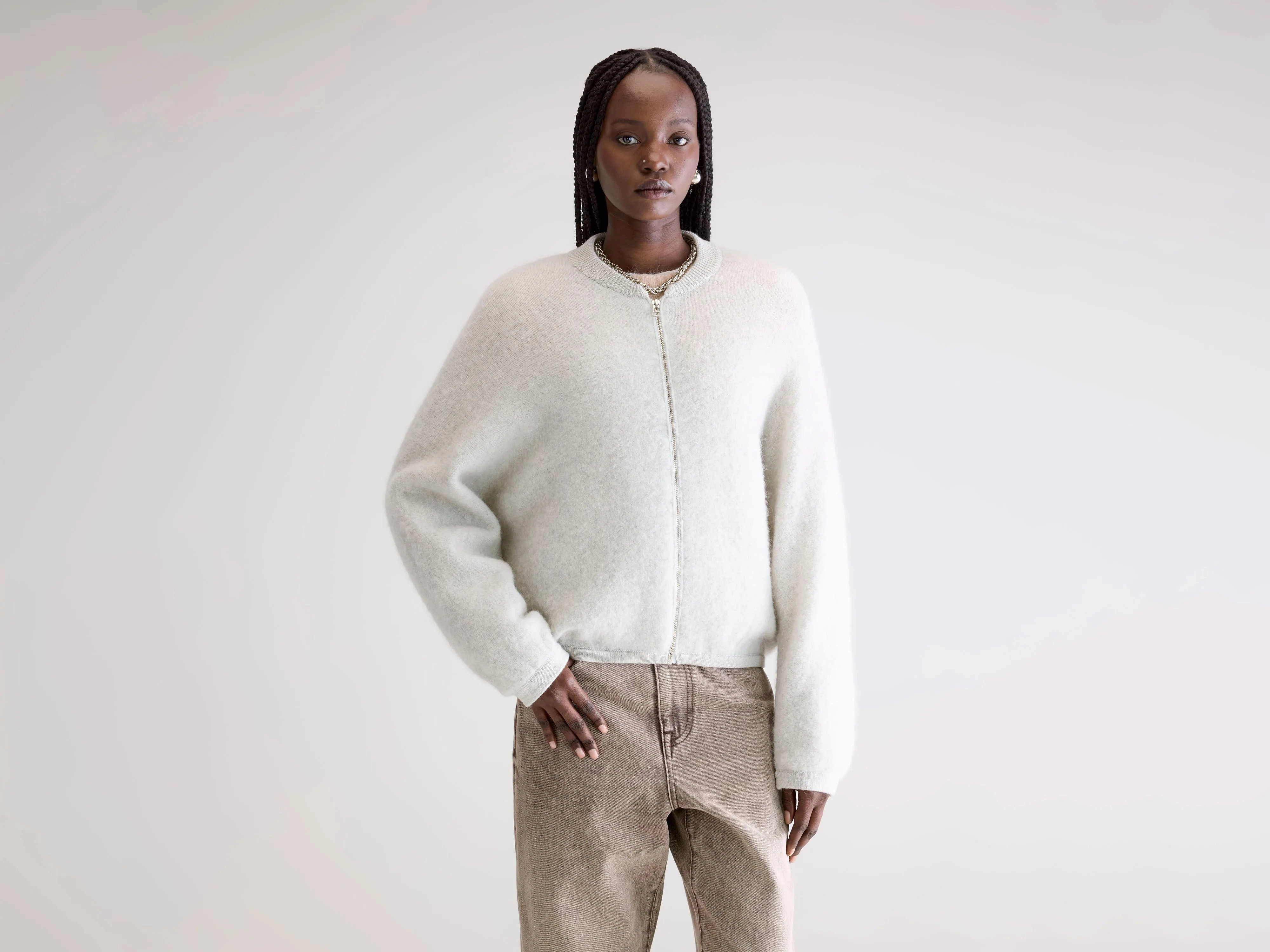 City Trend Fashion Favorite Asedi zip-up cardigan (252 / W / OYSTER)