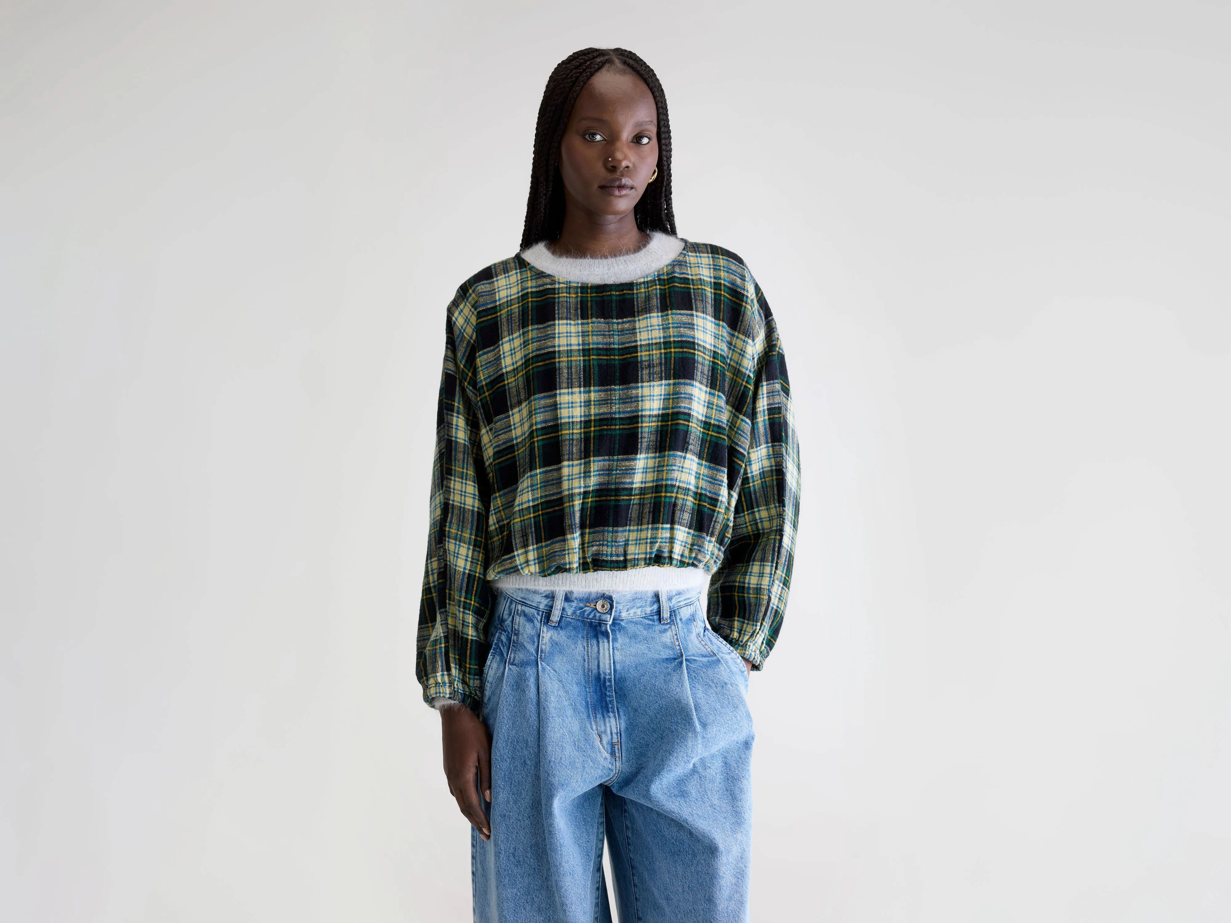 Walma plaid blouse (252 / W / CHECK A) Street Style