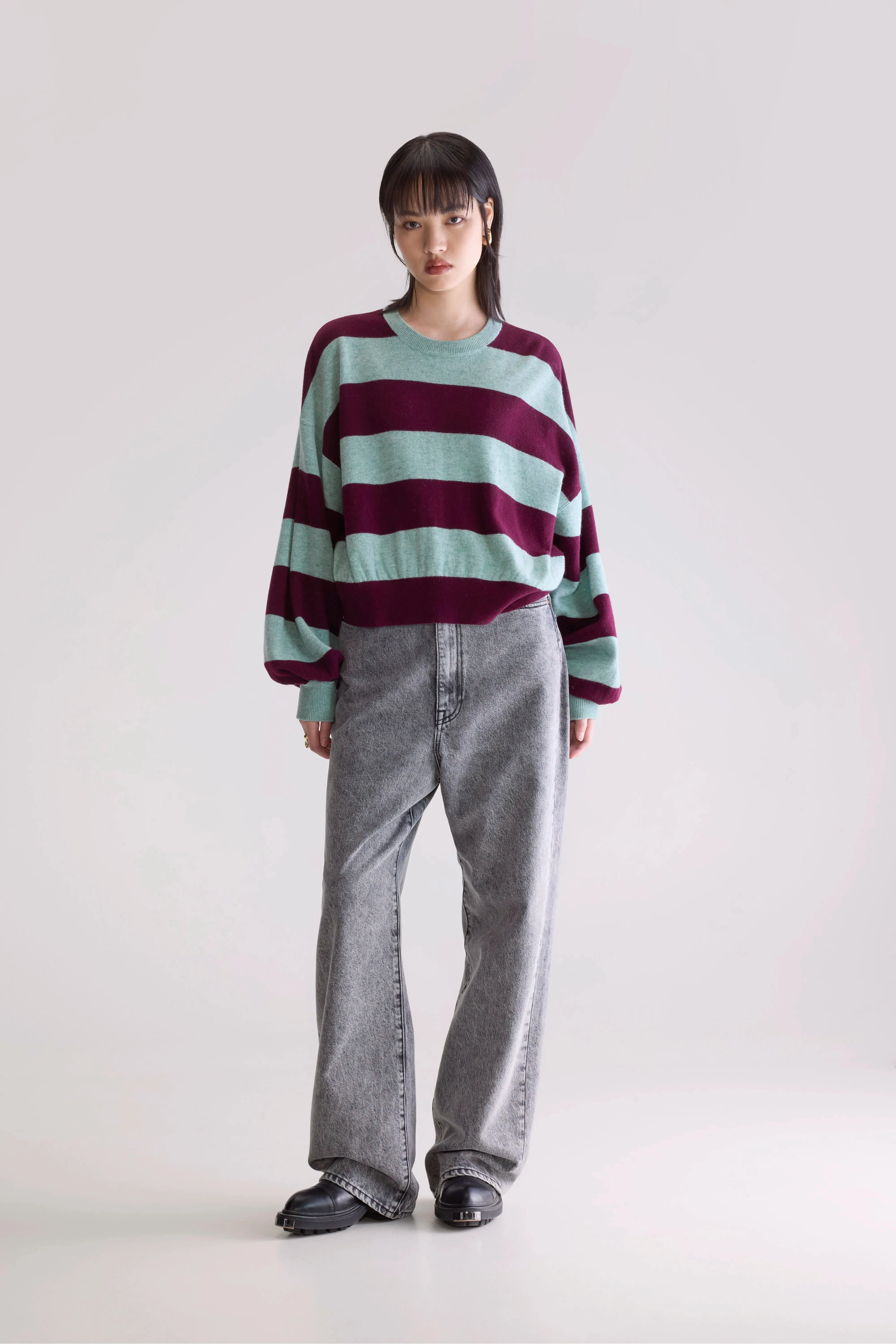Attus cropped sweater (252 / W / STRIPE B) Double Layered Fall Ready