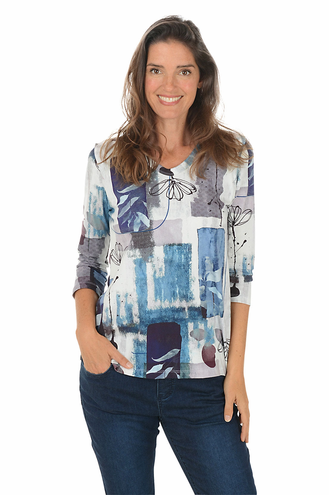 Warm and Fashionable Aurelia Cotton-Blend V-Neck Top