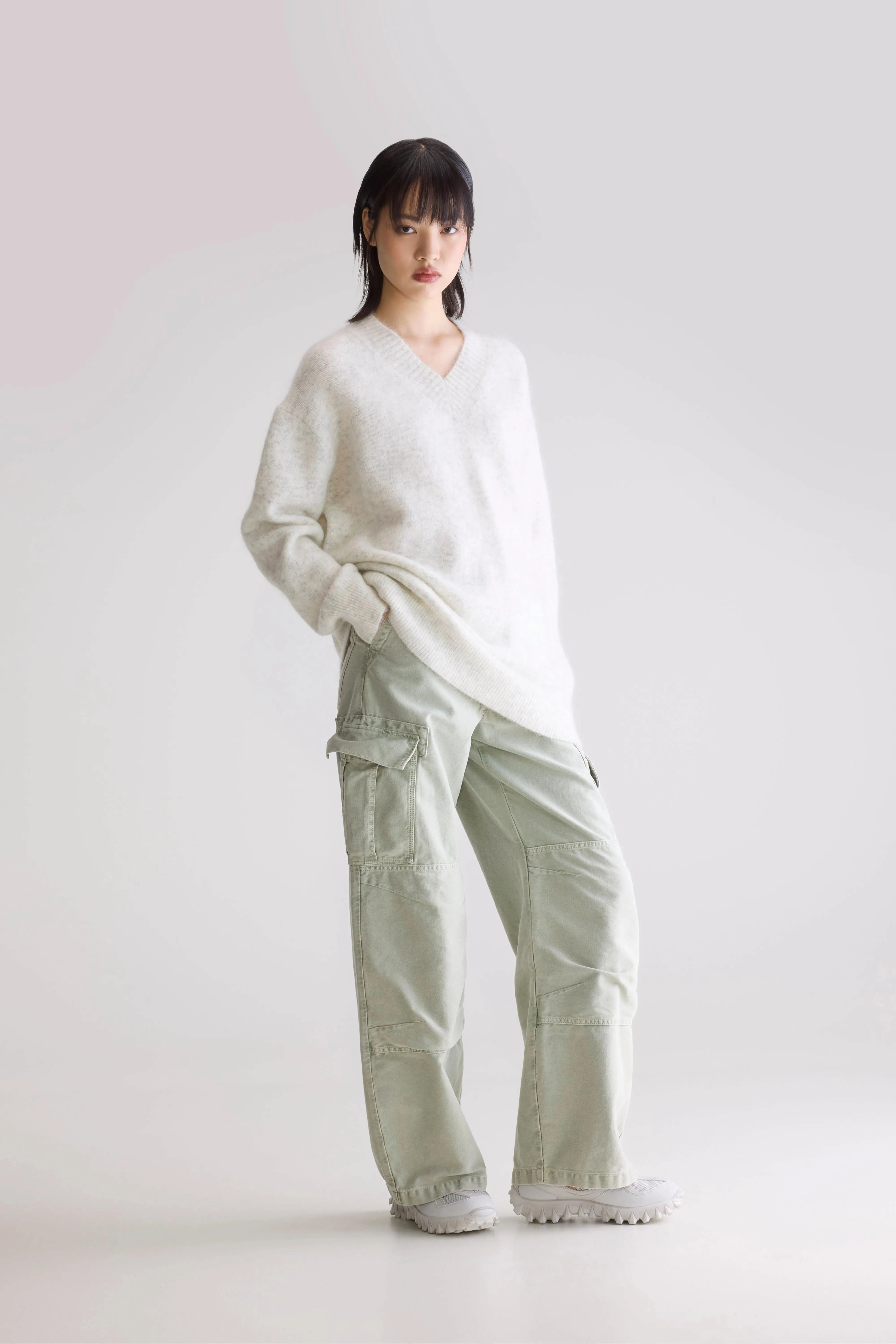 Timeless Feel Double Layered Auris Long Sweater (252 / W / COMBO C)