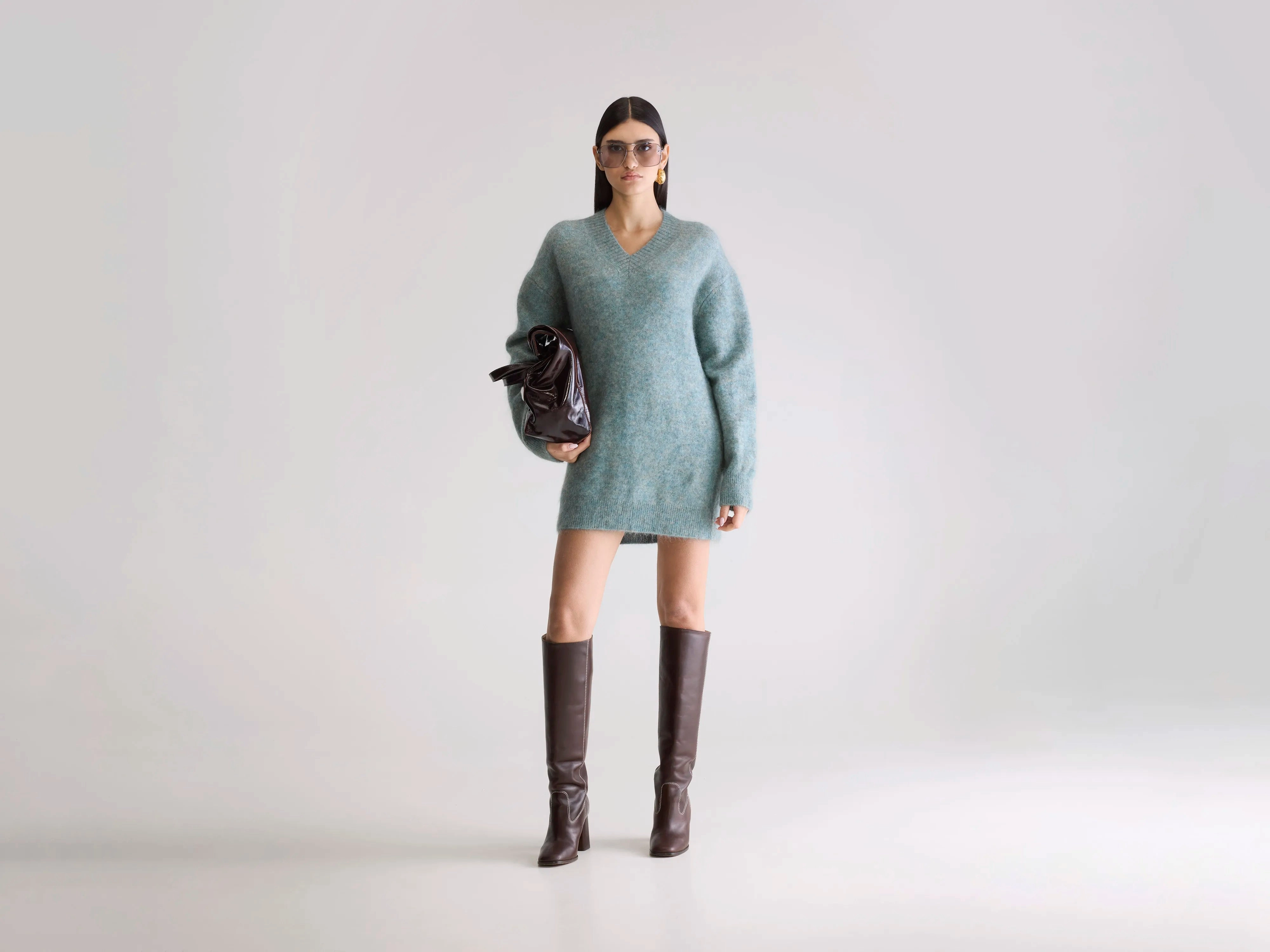 Auris Long Sweater (252 / W / COMBO E) Breathable Texture Layered Knit Structure