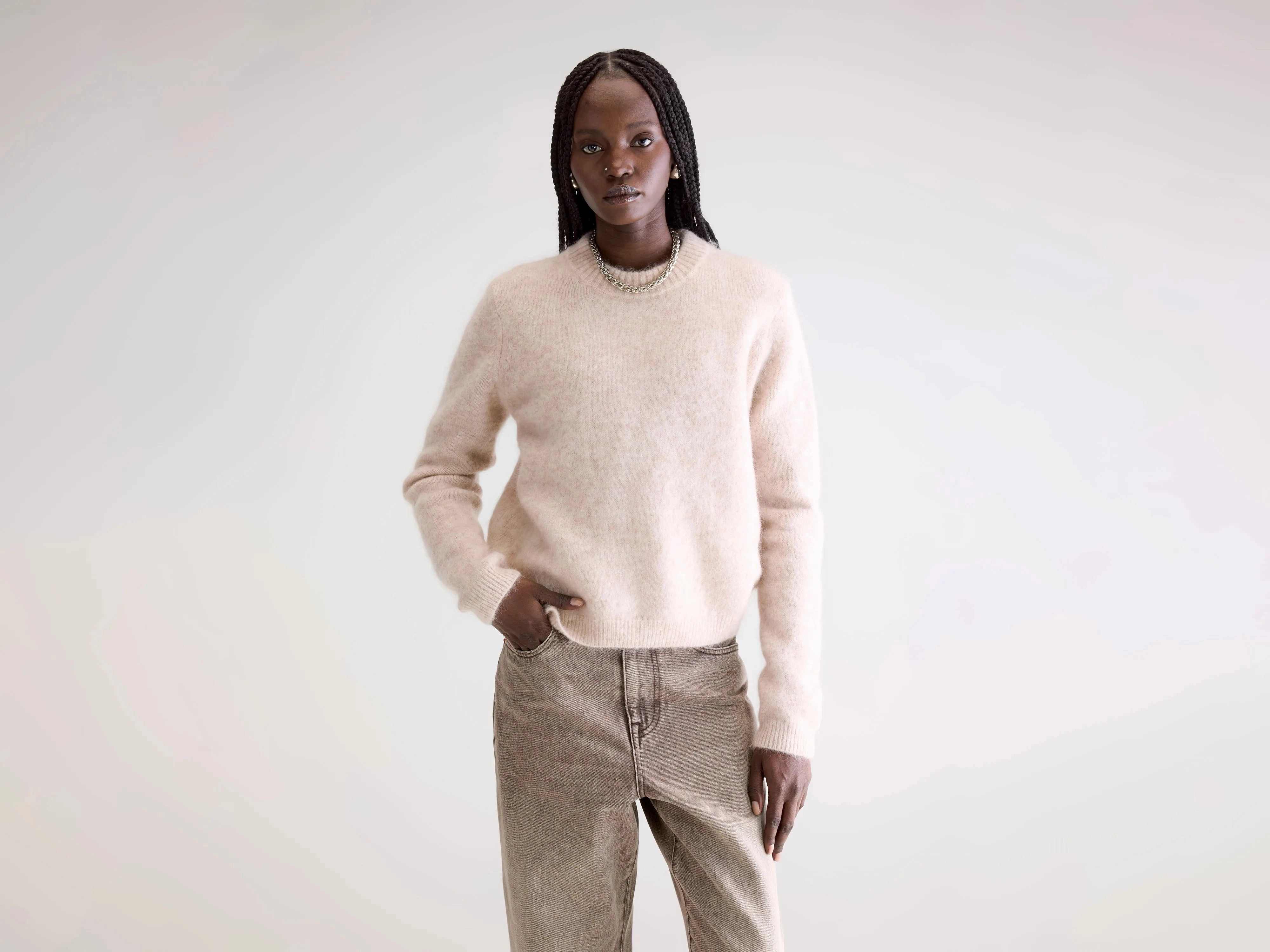 WrinkleResistant Knit Structure Modern Touch Auron slim sweater (252 / W / COMBO G)