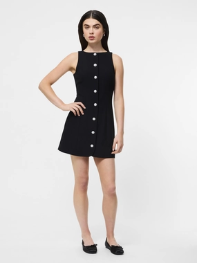 Azra Twill Button Down Mini Dress Wide Swing Wrap-Style