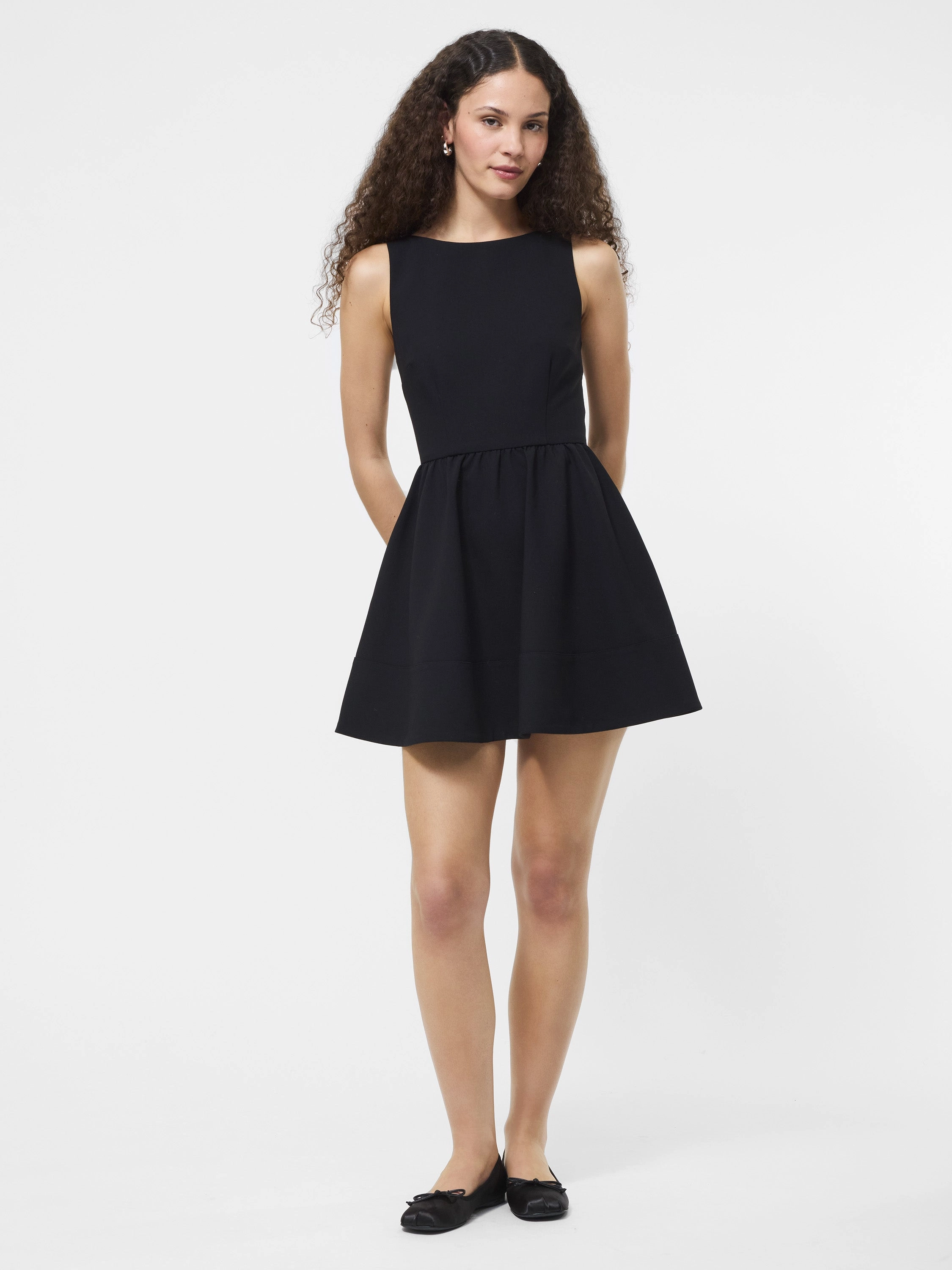 Relaxed work dress Sculpted Detail Azra Twill Low Back Mini Dress